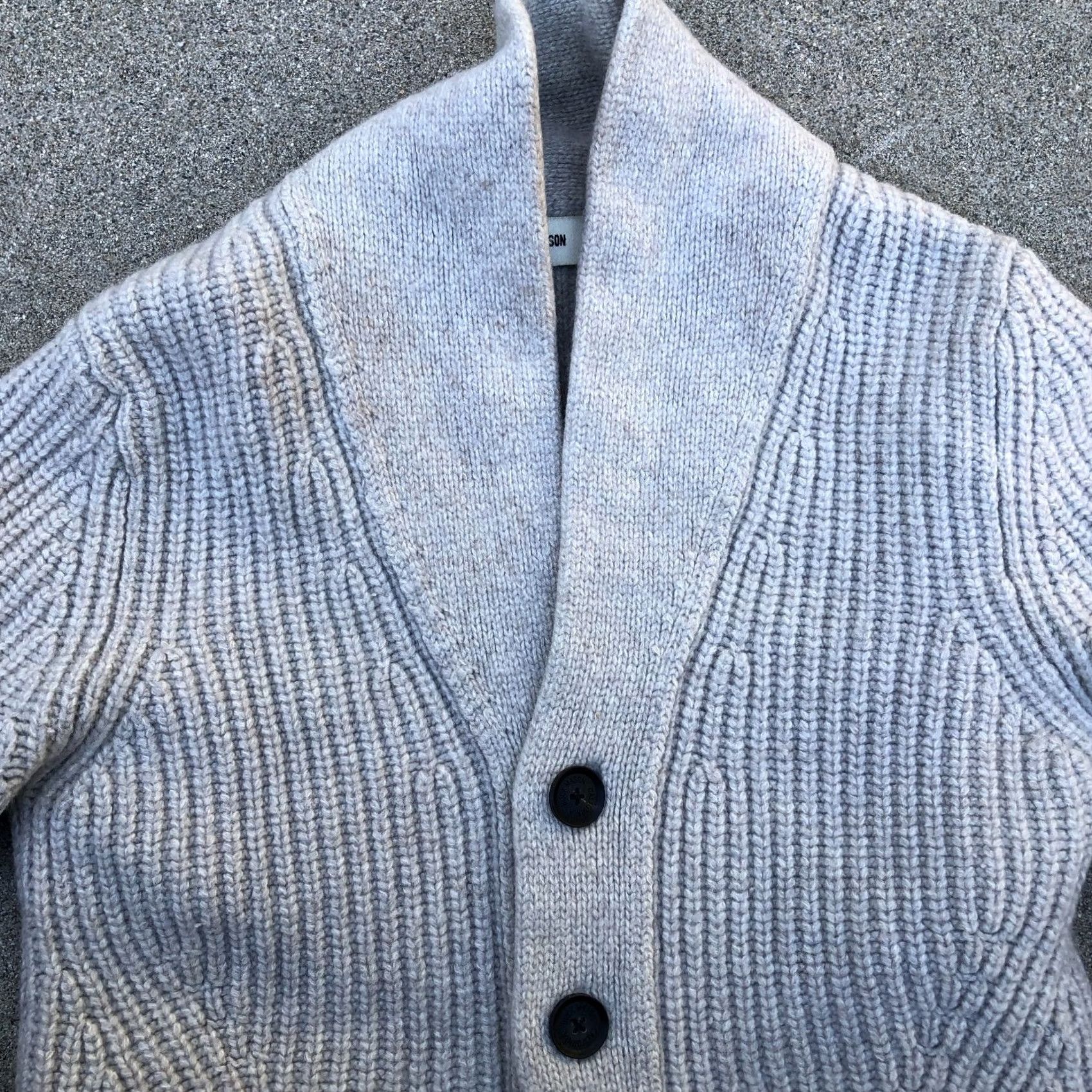 Buck Mason Buck Mason Wool Cashmere Blend Cardigan Sweater Mens L Grey Knit Shrunk Ribbed Chest 19" Length 26" Size US L / EU 52-54 / 3 - 2 Thumbnail