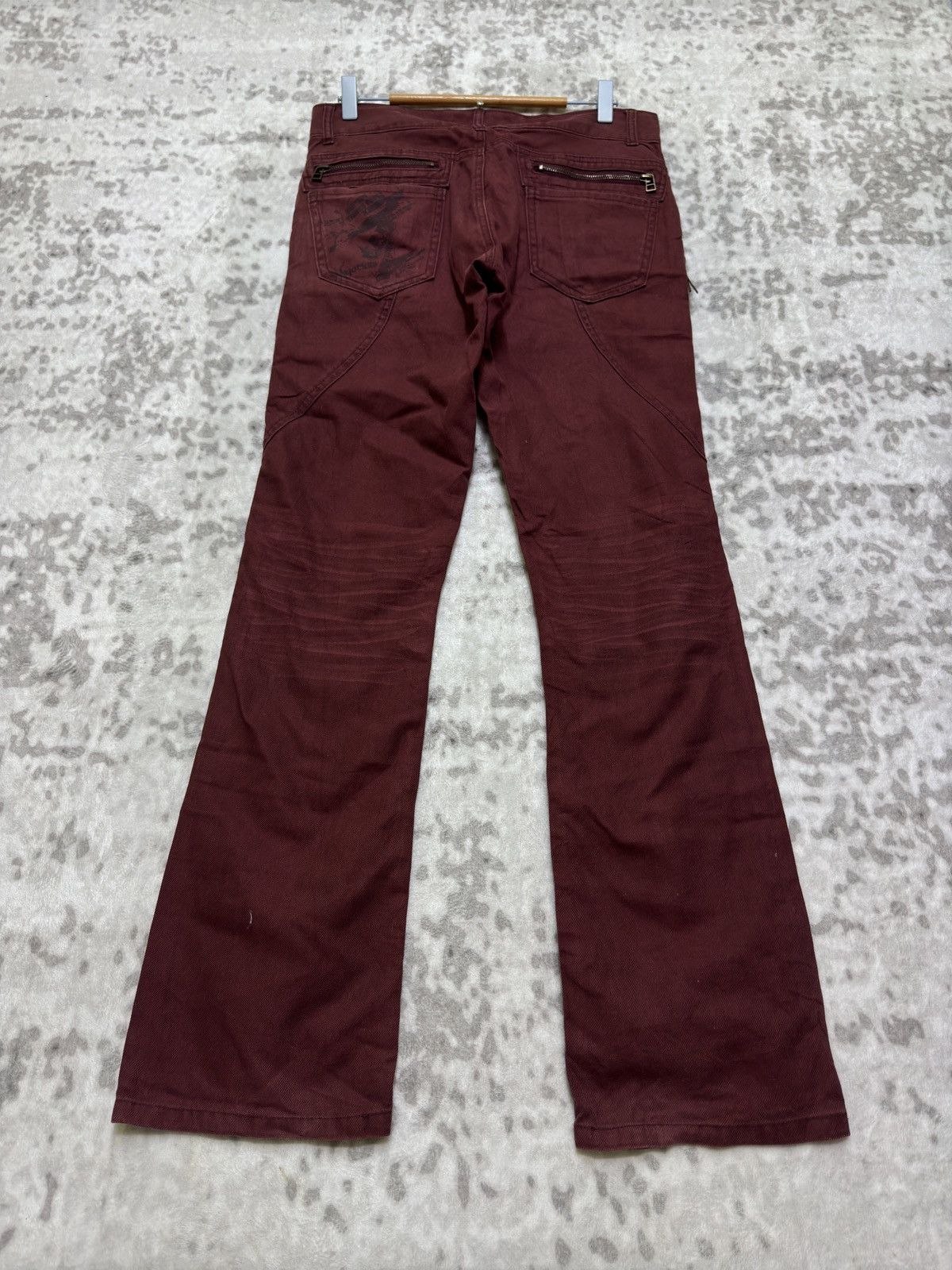 If Six Was Nine Y2K Semantic Design Japanese Punk Flare Jeans Gimmick Denim Size US 30 / EU 46 - 2 Thumbnail