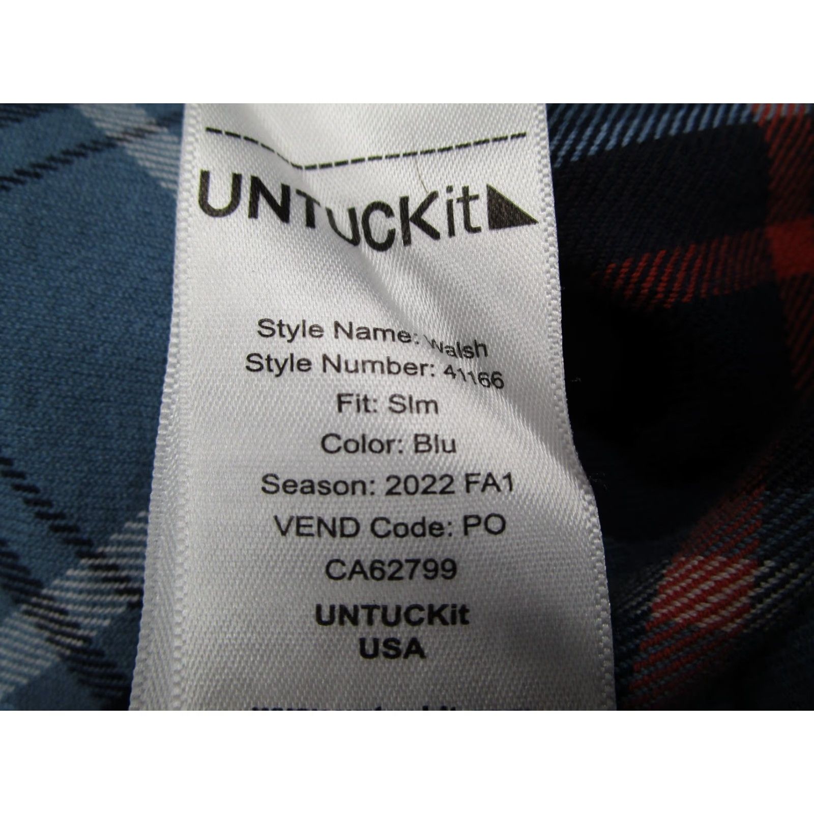 UNTUCKit UNTUCKit Button Up Shirt Mens Extra Large Blue Plaid Slim Fit Flannel Mens Size US XL / EU 56 / 4 - 4 Thumbnail