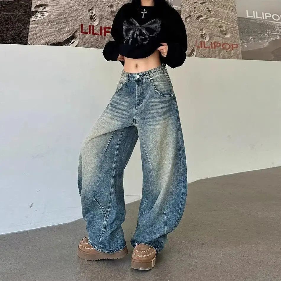 Japanese Brand Retro loose curved knife wide leg jeans Size US 32 / EU 48 - 3 Thumbnail