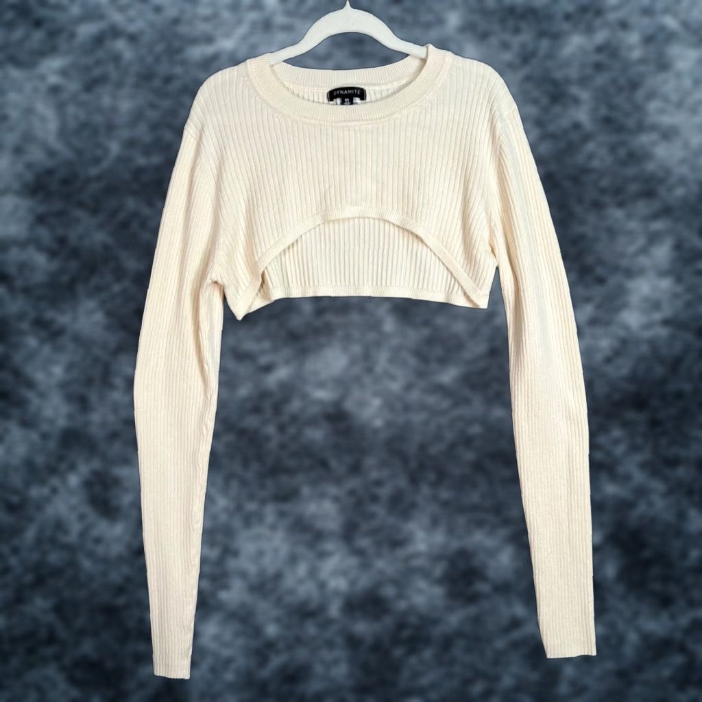 Vintage VINTAGE Dynamite Cream Sweater Pullover Women’s Large Ivory Ribbed Knit Size L / US 10 / IT 46 - 1 Thumbnail