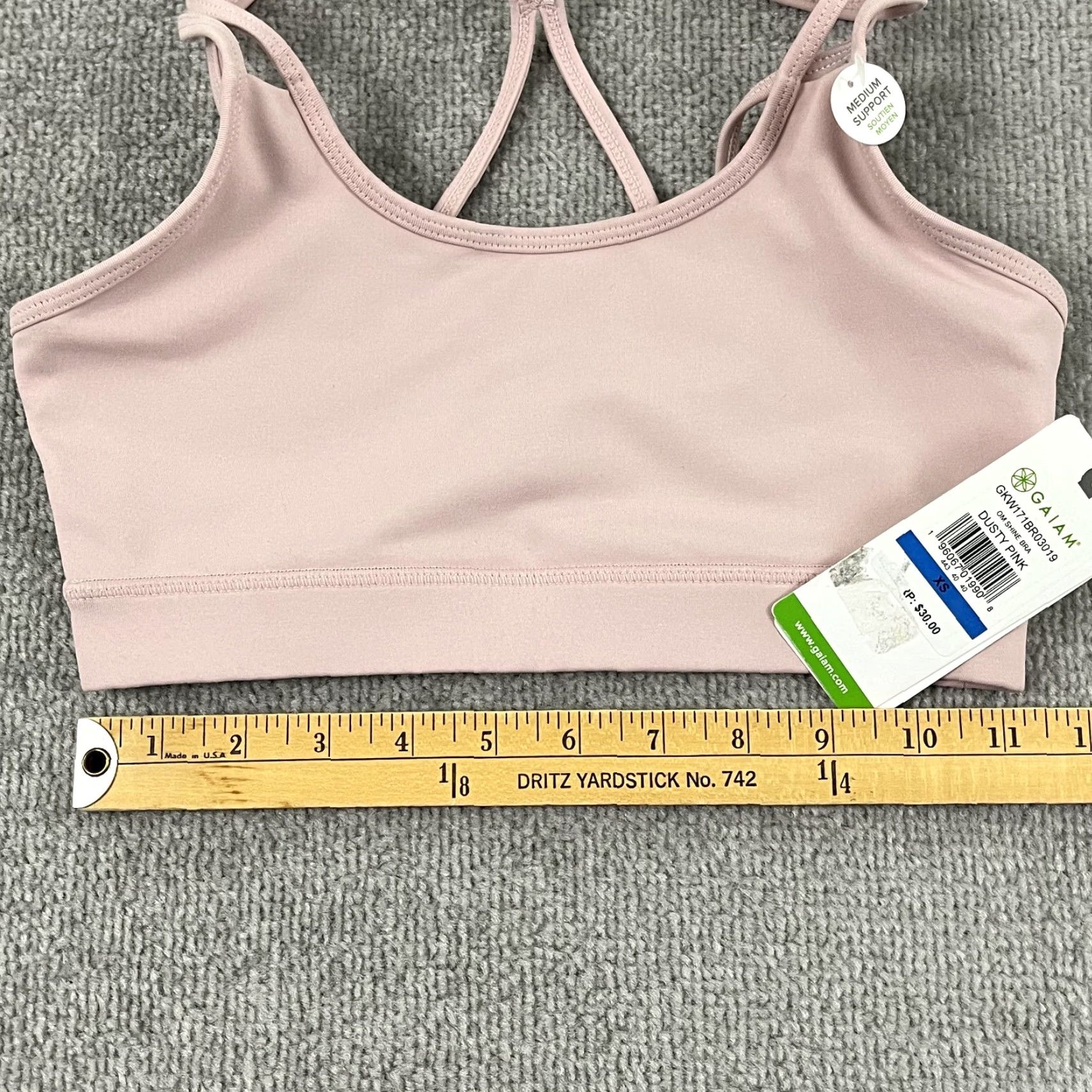 Vintage Gaiam OM Shine Sports Bra Womens XS Dusty Pink Medium Support Fitness Yoga Gym Size ONE SIZE - 6 Thumbnail