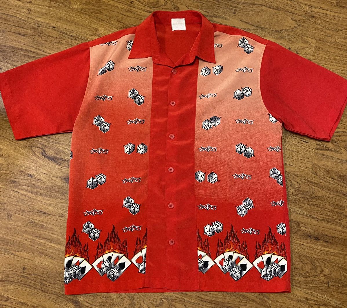 JNCO Vintage 90’s JNCO Shirt RARE Button Up Dice Cards Flames Size US XL / EU 56 / 4 - 1 Thumbnail