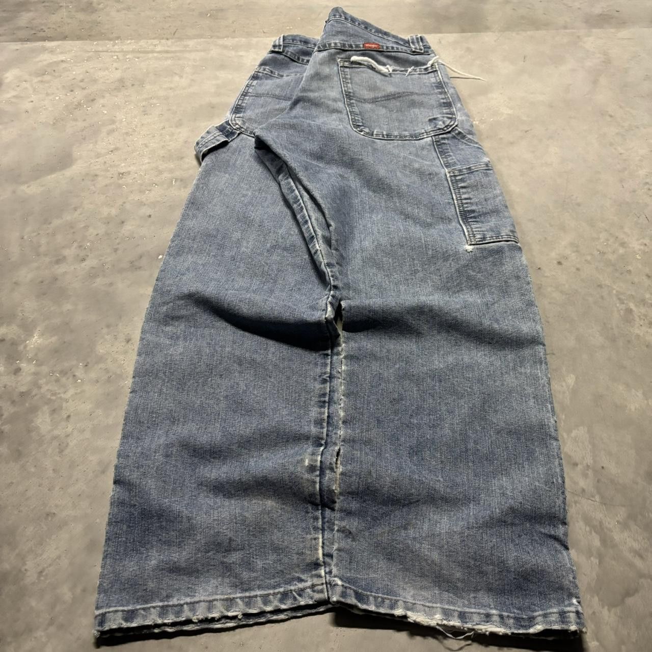 Japanese Brand × Vintage Crazy Vintage Y2K/2000s Grunge Medium Wash Distressed Skater Carpenter Denim Jeans! Size US 32 / EU 48 - 4 Thumbnail