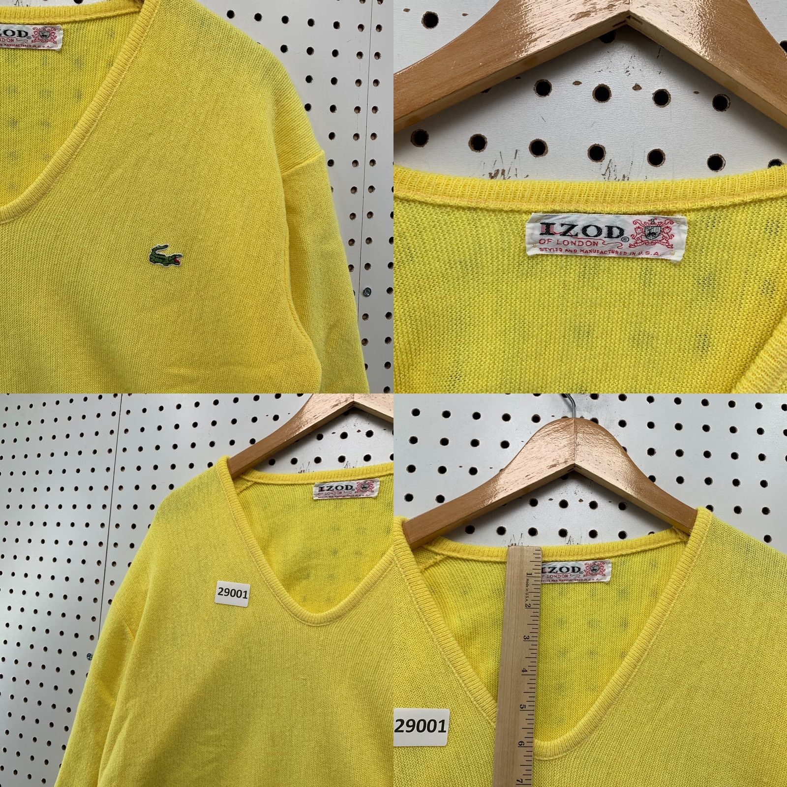 Izod VINTAGE Izod Lacoste Sweater Mens Large Yellow Knit Long Sleeve V-Neck Pullover 90s Size US L / EU 52-54 / 3 - 8 Thumbnail