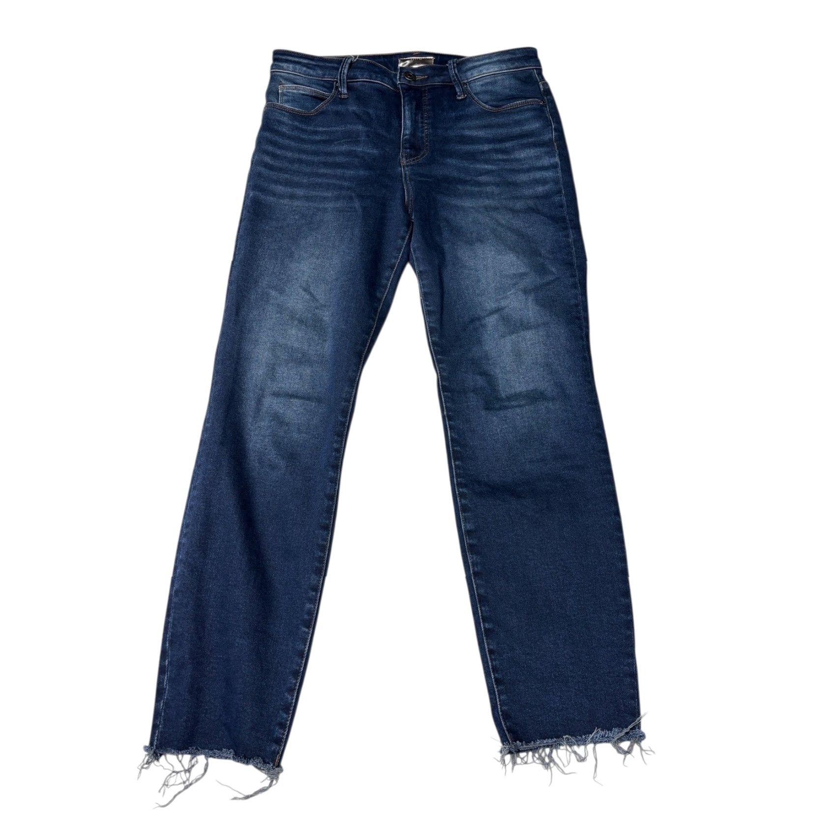 Vintage KUT from the Kloth Charlize High Rise Cigarette Leg Jeans Dark Wash Size 8 W32 L26 Women Denim Stretch Distressed Pockets Zipper Button Slim Ankle Size 30" / US 8 / IT 44 - 2 Thumbnail