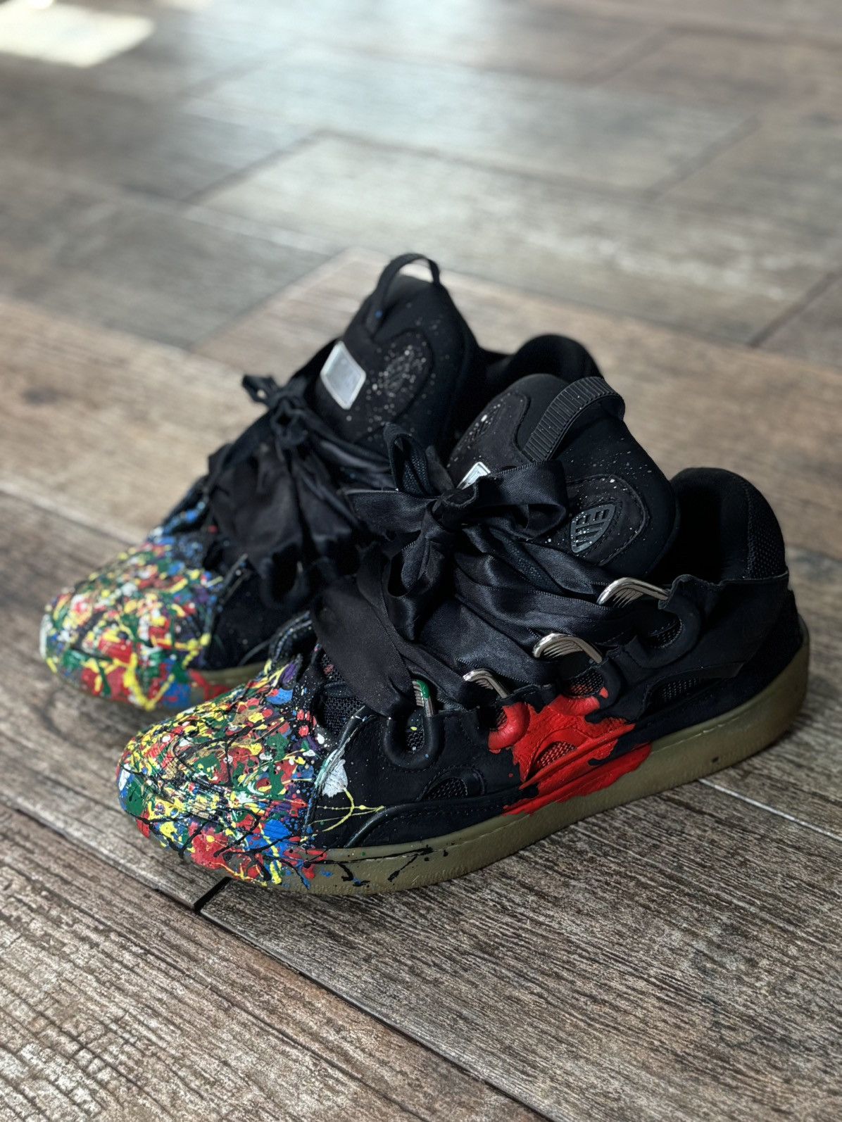 Gallery Dept. × Lanvin Black Paint Splatter Curb Sneakers Size US 10 / EU 43 - 1 Thumbnail