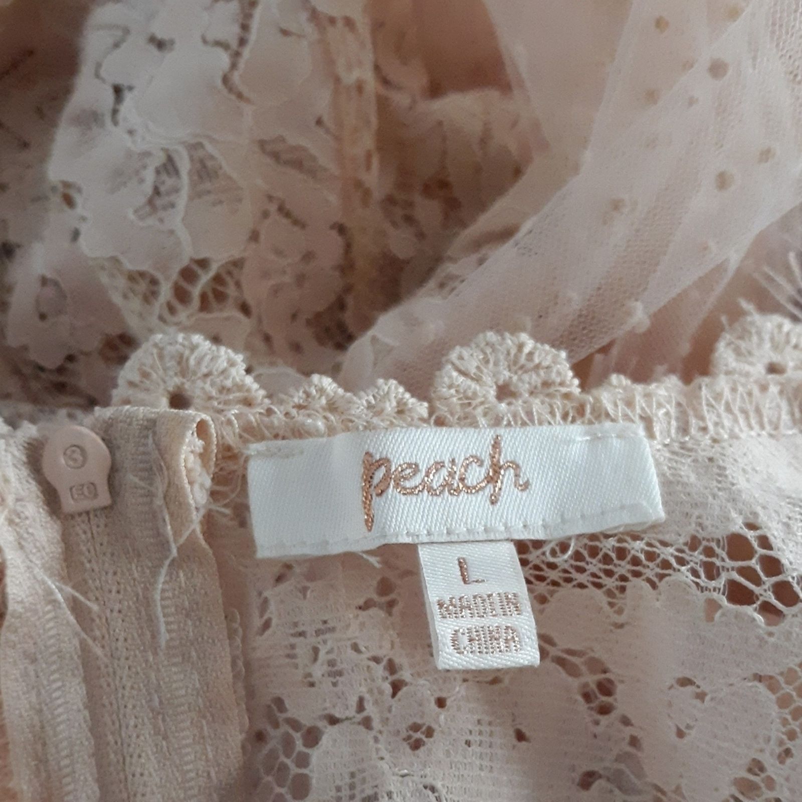 Other Peach Tiered Lace Blouse NWOT Size L / US 10 / IT 46 - 7 Thumbnail