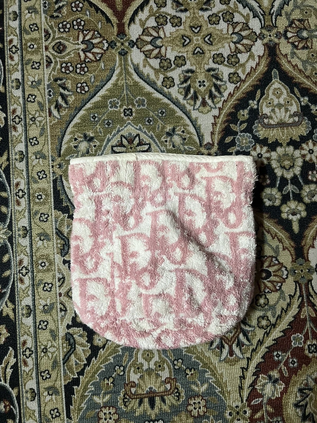 Dior DIOR TROTTER DRAWSTRING MINI POUCH PINK WHITE BAG Size ONE SIZE - 9 Thumbnail
