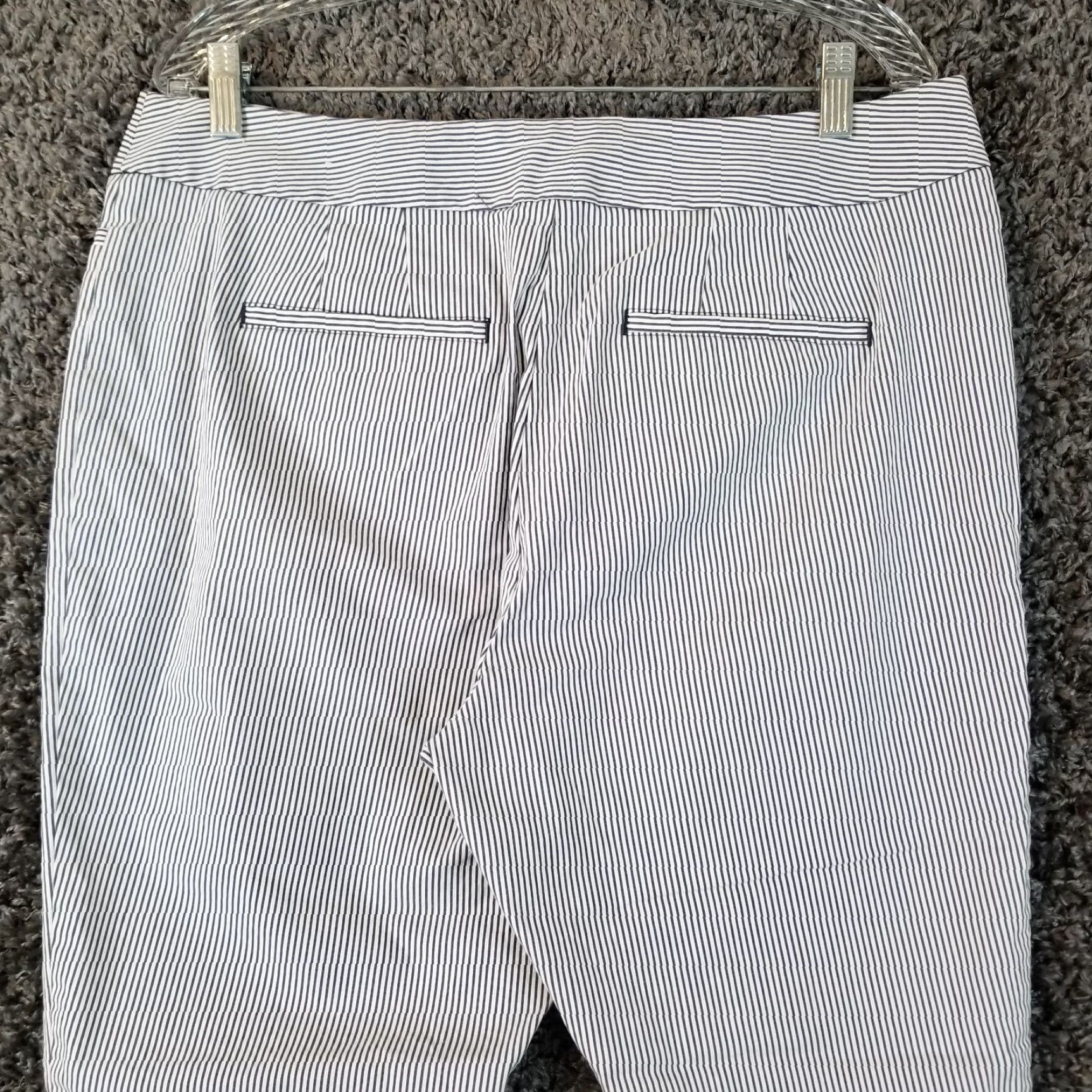 Ann Taylor Ann Taylor Pants Women Capri Straight Pockets Cotton Blend White Blue Striped 12 Regular Inseam 24" Size 34" / US 12 / IT 48 - 7 Thumbnail