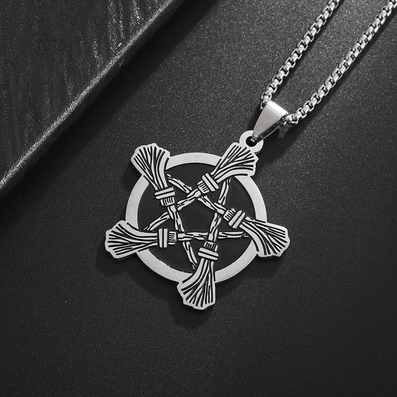 Jewelry Broom Witchcraft Pentagram Pendant Necklace Size ONE SIZE - 2 Thumbnail