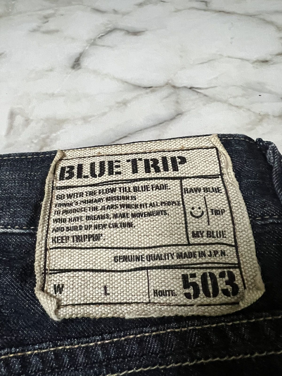 Edwin 💥Flare💥Vintage Edwin 503 Blue Trip Distress Jean Size US 36 / EU 52 - 22 Thumbnail