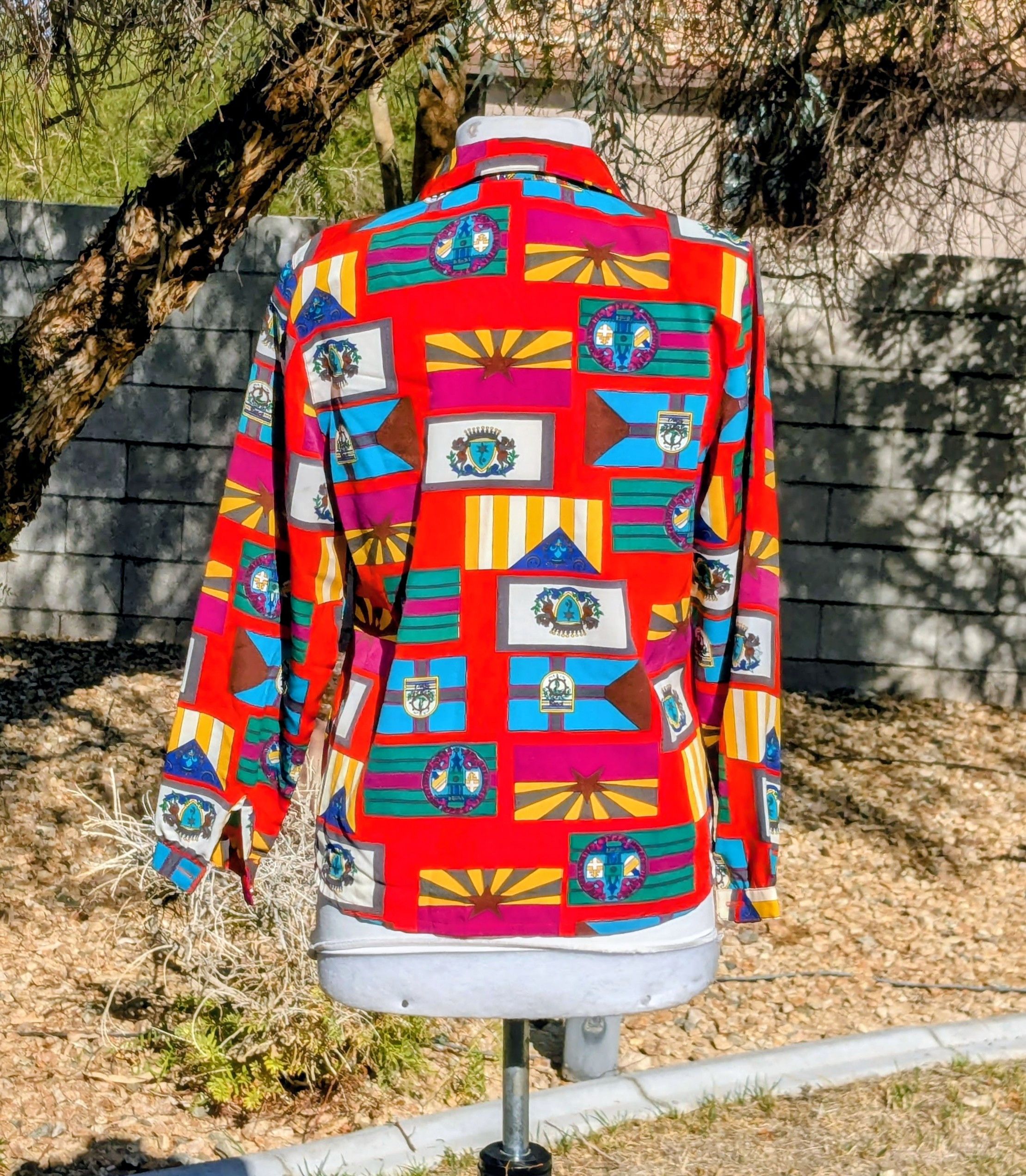 Other Vintage 1970's Petite Breezy Sheer Flag Graphic L/S Blouse Size S / US 4 / IT 40 - 4 Thumbnail