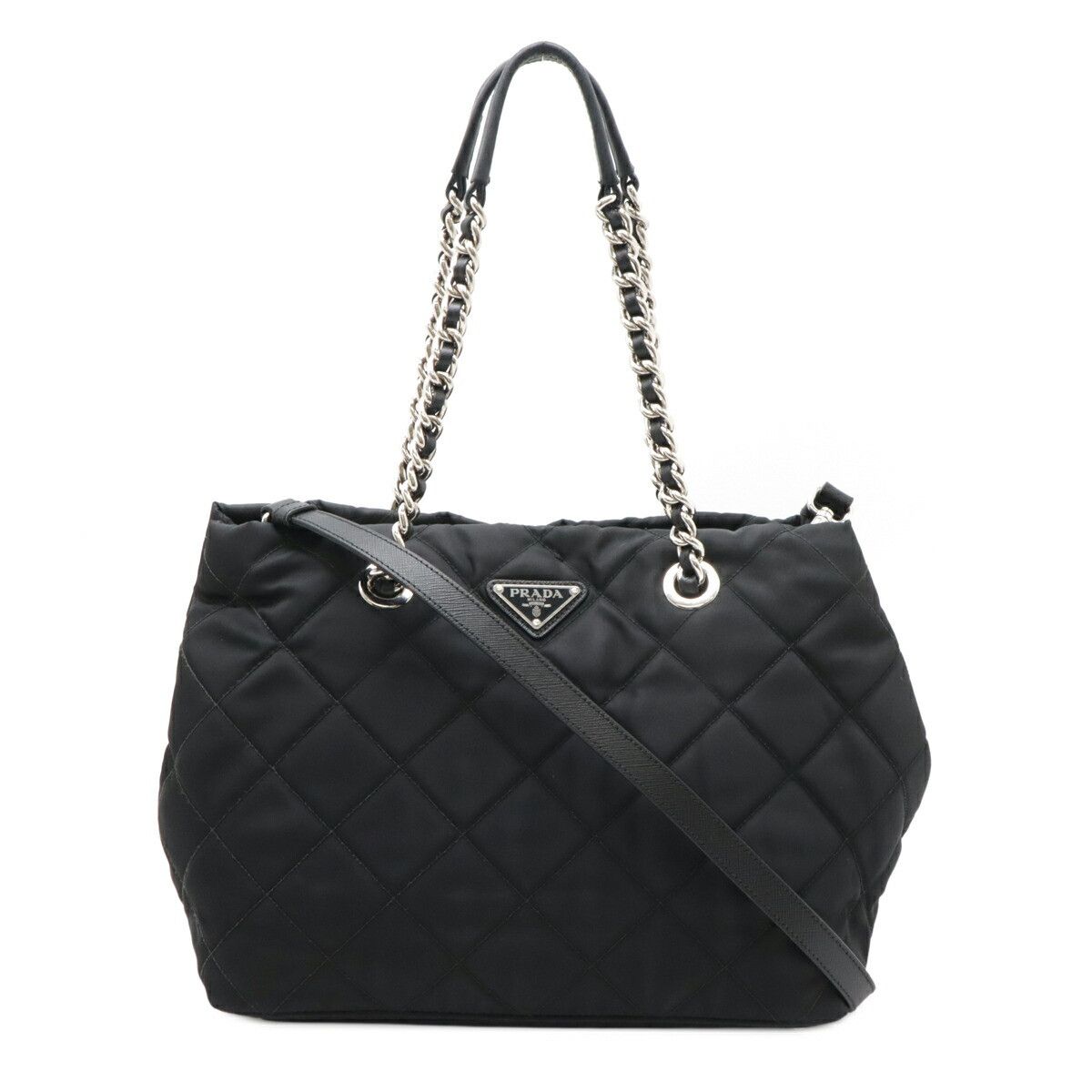 Prada Prada Tessuto 2Way Shoulder Bag Nylon Leather Leather Shoulder Bag 1Bg740 in Black, Women's