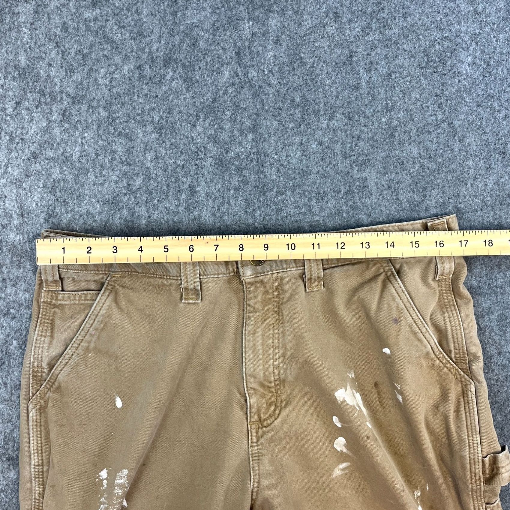 Carhartt Carhartt Mens Jeans Relaxed Straight 34 30 Distressed Workwear Carpenter Ranch Denim Beige 5-Pocket Design Adult Mens” Size US 34 / EU 50 - 6 Thumbnail