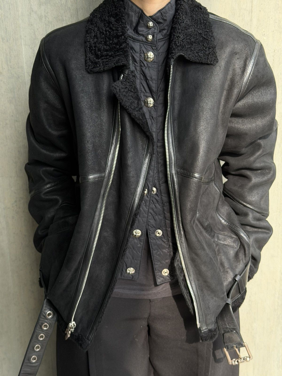 Chrome Hearts Chrome Hearts Mouton Fur Suede Shearling Jacket Size US L / EU 52-54 / 3 - 1 Thumbnail