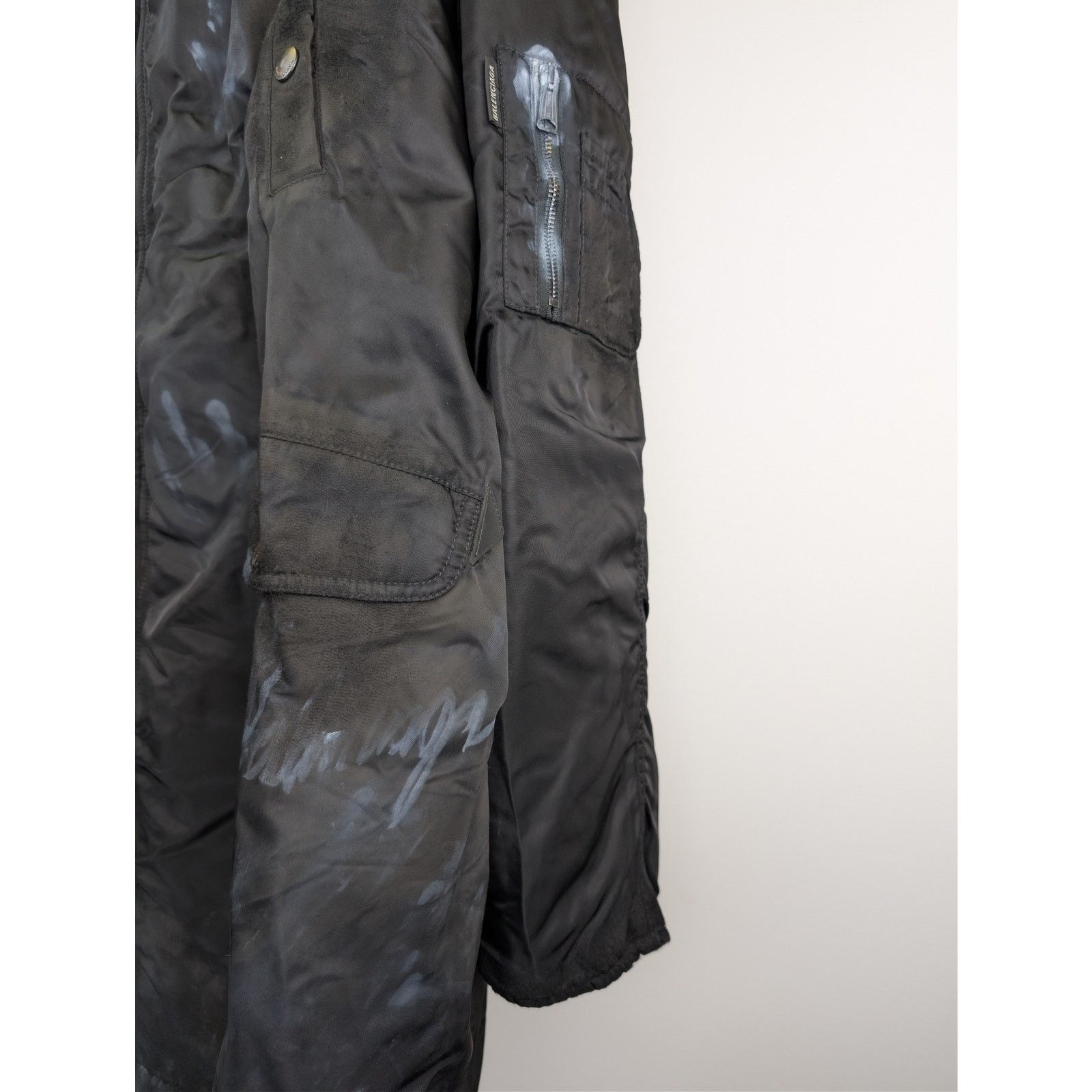 Balenciaga o1rshd1 Nylon Satin Parka Long Coat in Black Size US M / EU 48-50 / 2 - 5 Thumbnail