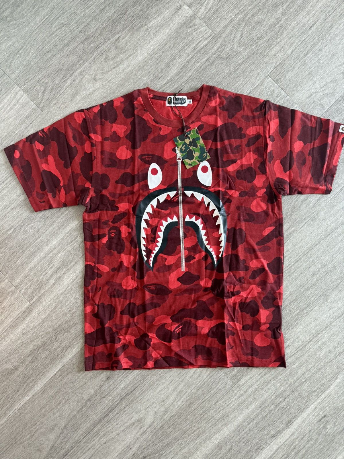 Bape Bape Red Camo Shark Tee Size US XL / EU 56 / 4 - 1 Thumbnail