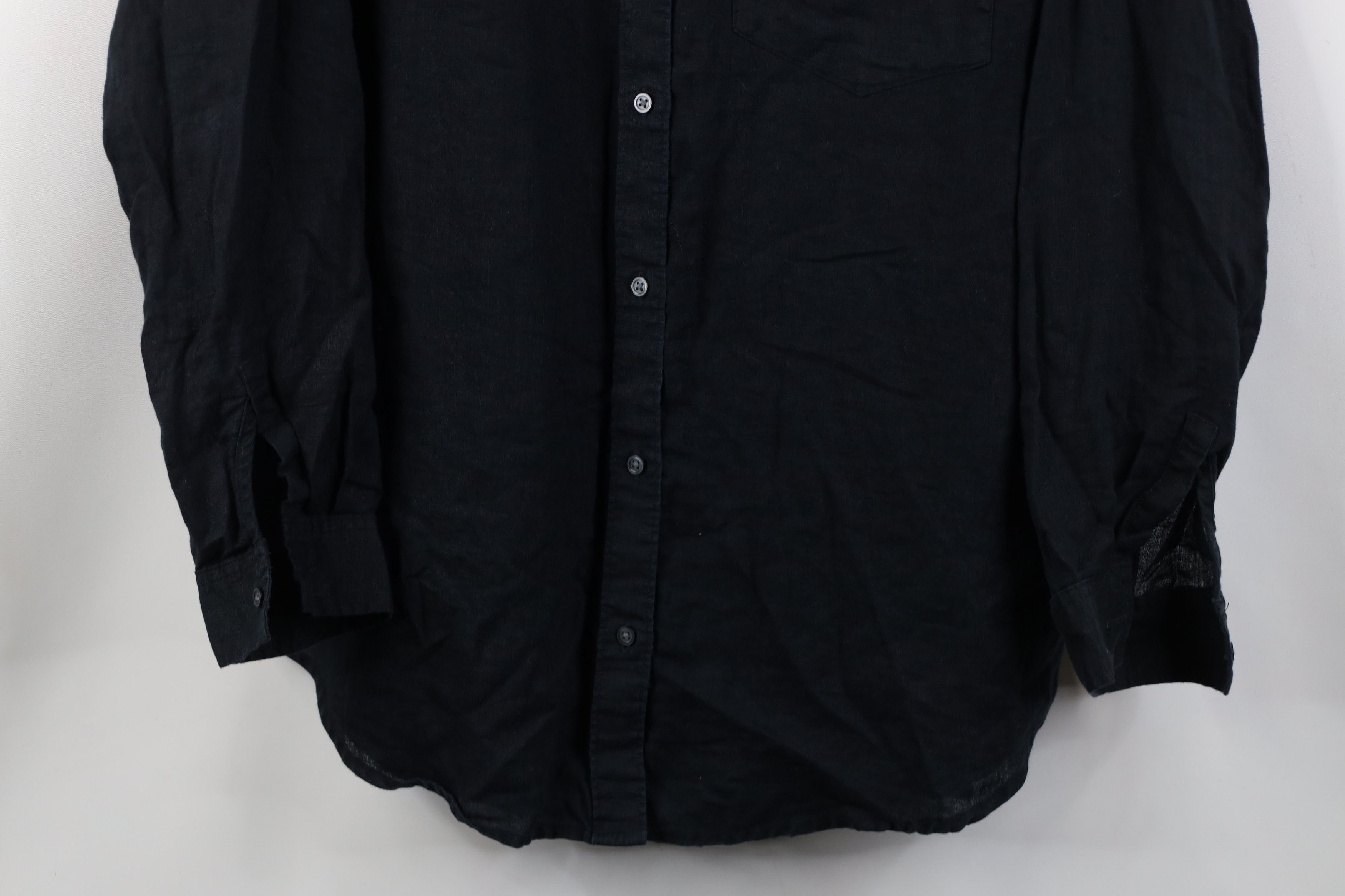 Gap Vintage Y2K Gap Linen Baggy Boyfriend Fit Button Shirt Black Size L / US 10 / IT 46 - 3 Thumbnail