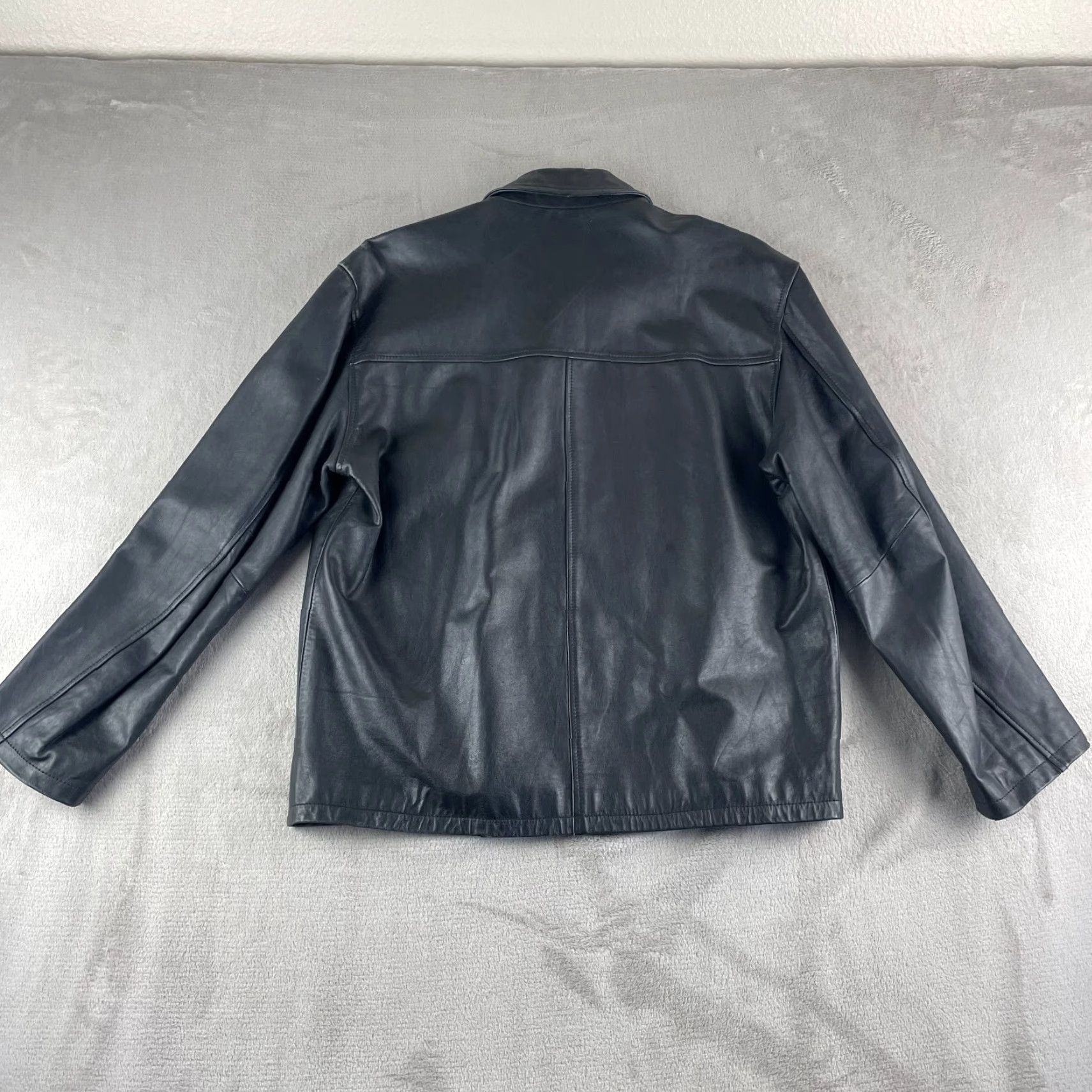 Vintage Jhane Barnes Leather Jacket Men 42 Black Full Zip Lined Premium Designer Coat Jacket Size US XS / EU 42 / 0 - 6 Thumbnail