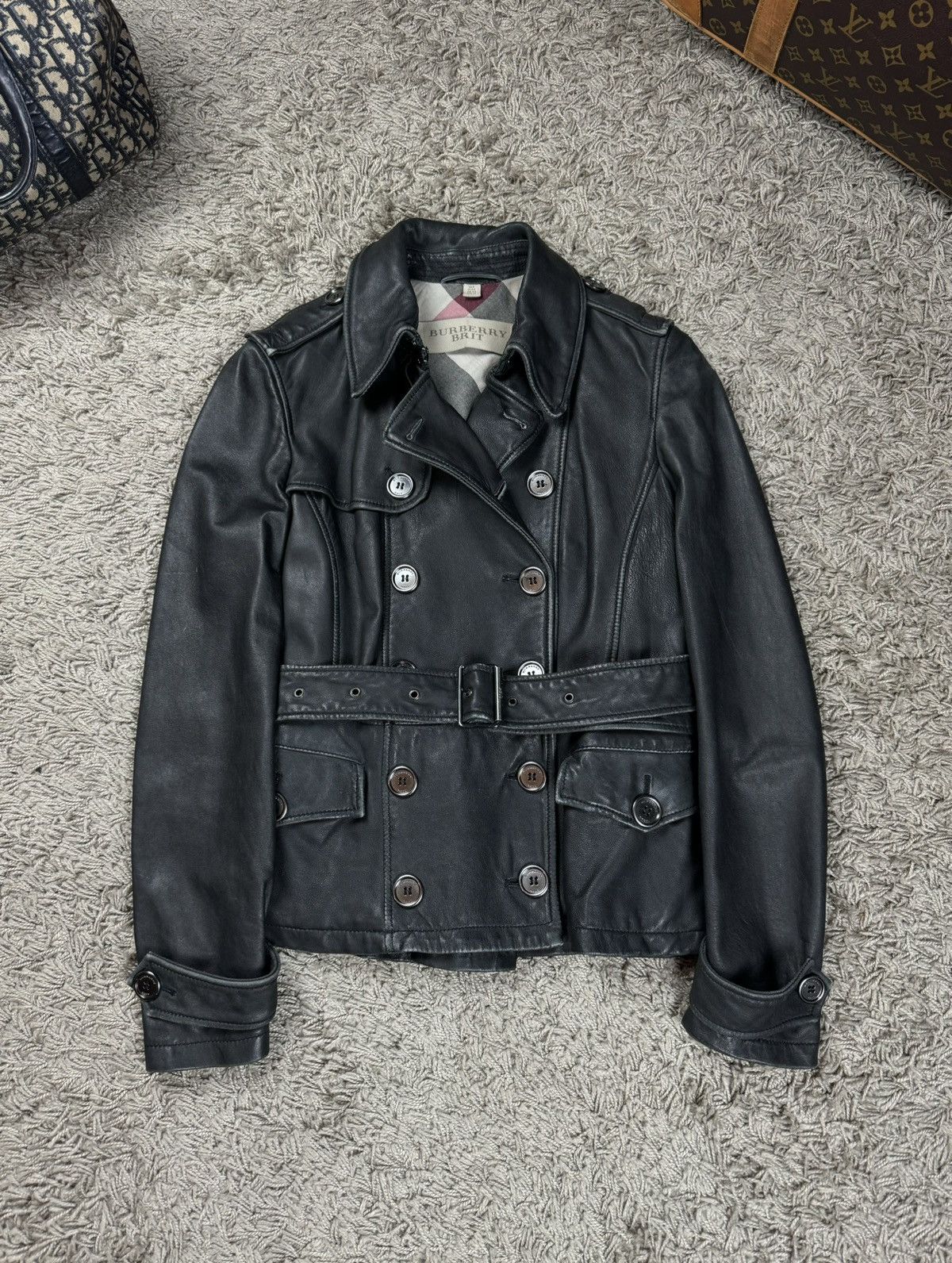 Burberry Leather trench coat Burberry original luxury streetwear item Size S / US 4 / IT 40 - 1 Thumbnail