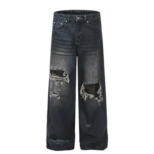 Japanese Brand × Jean American street washed distressed straight ripped jeans Size US 32 / EU 48 - 1 Thumbnail