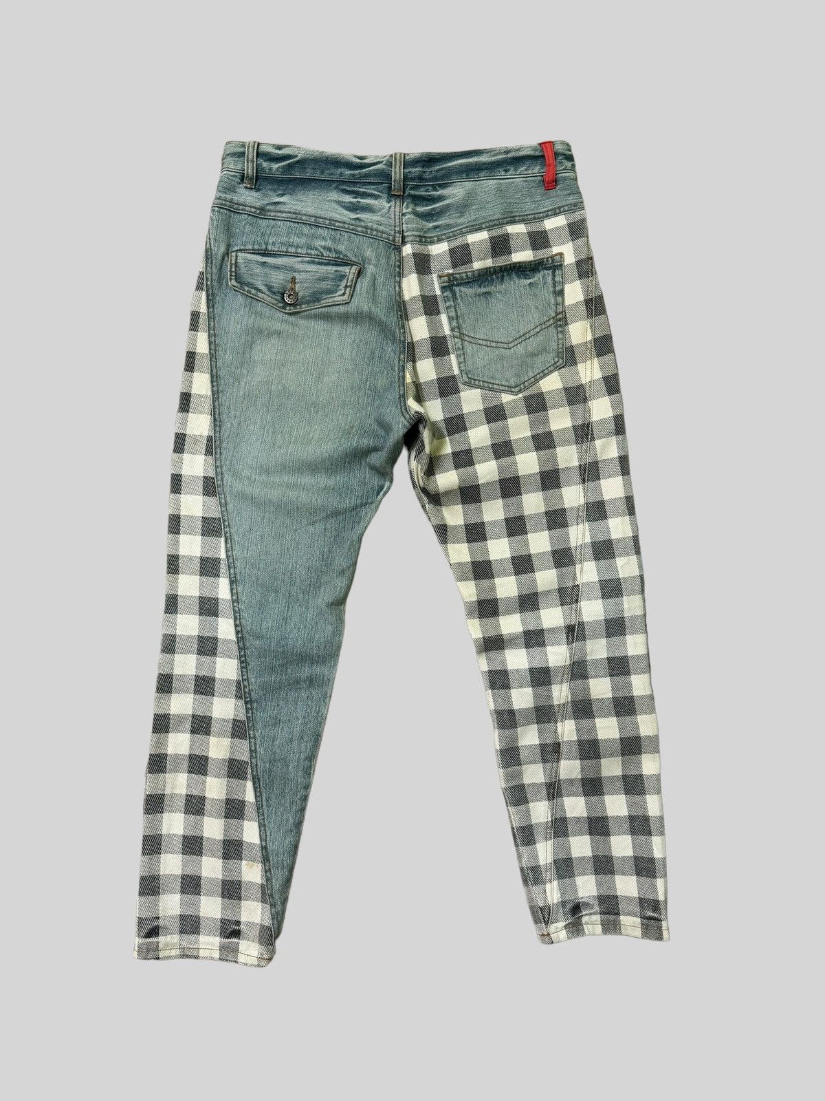 Japanese Brand VINTAGE CANTWO RECONSTRUCTED PLAIDS DENIM JEANS Size US 31 - 2 Thumbnail