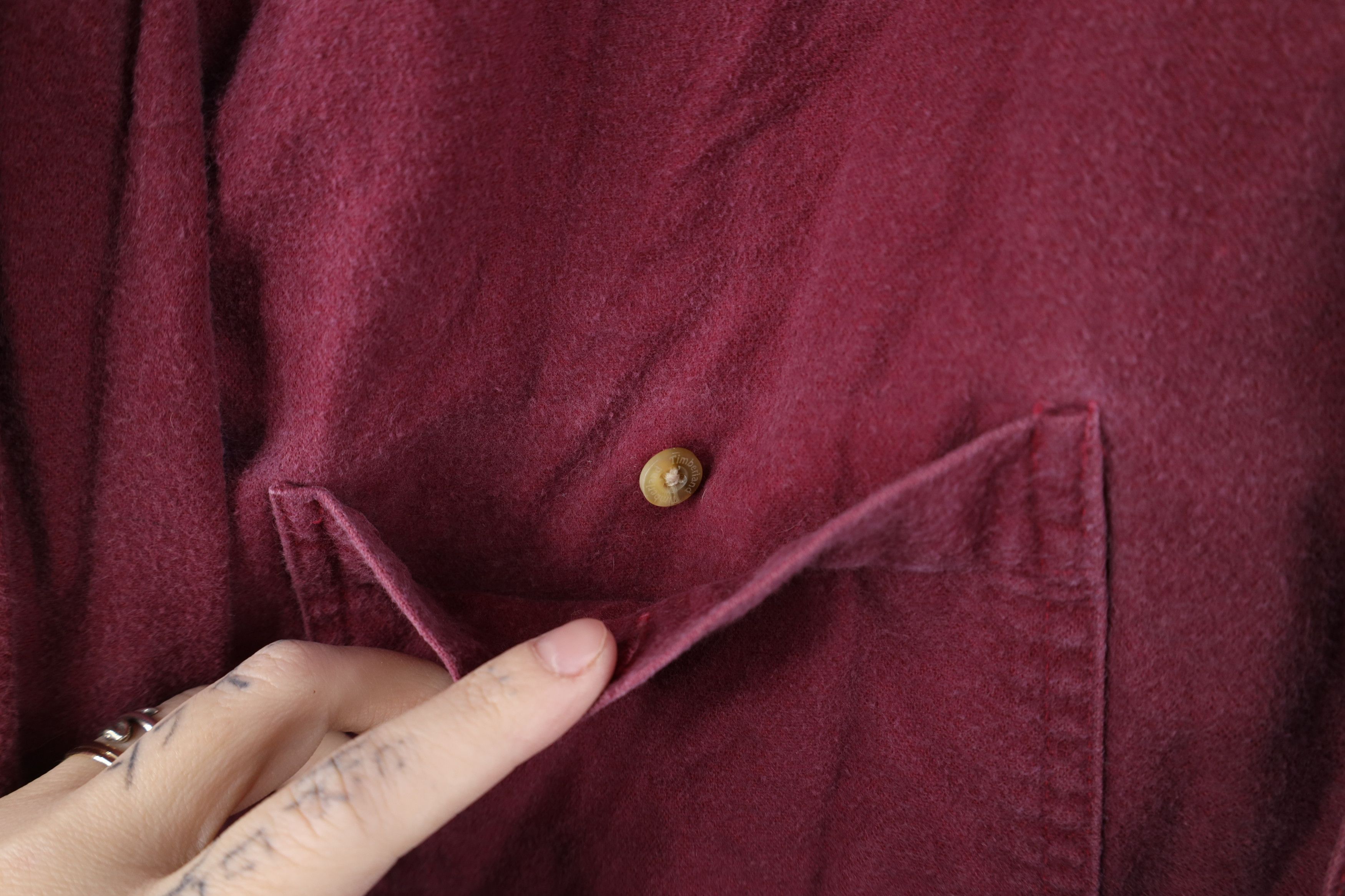 Timberland Vintage 90s Timberland Chamois Cloth Button Shirt Red Size US M / EU 48-50 / 2 - 5 Thumbnail