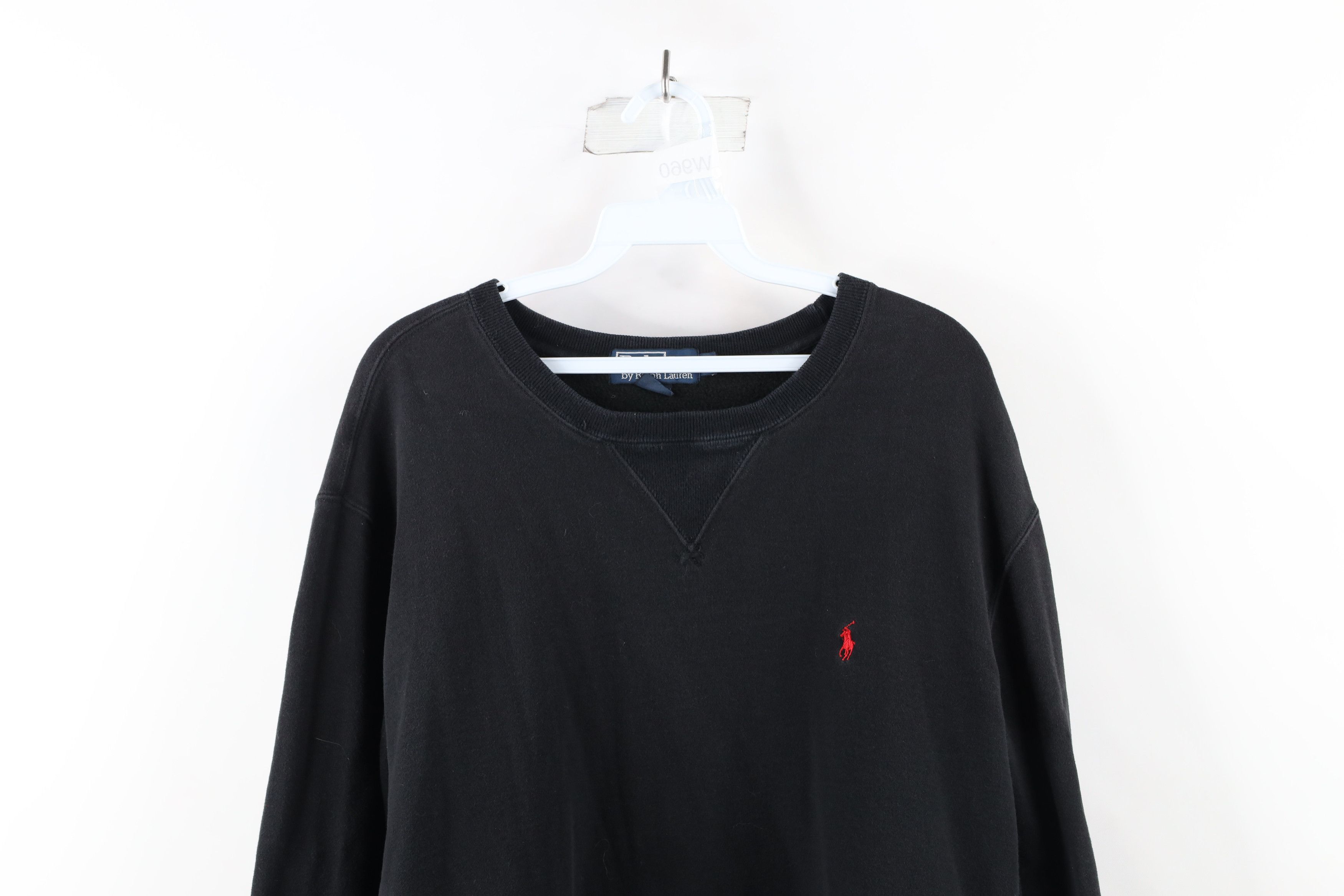 Ralph Lauren Vintage 90s Ralph Lauren Blank Crewneck Sweatshirt Black Size US XL / EU 56 / 4 - 2 Thumbnail