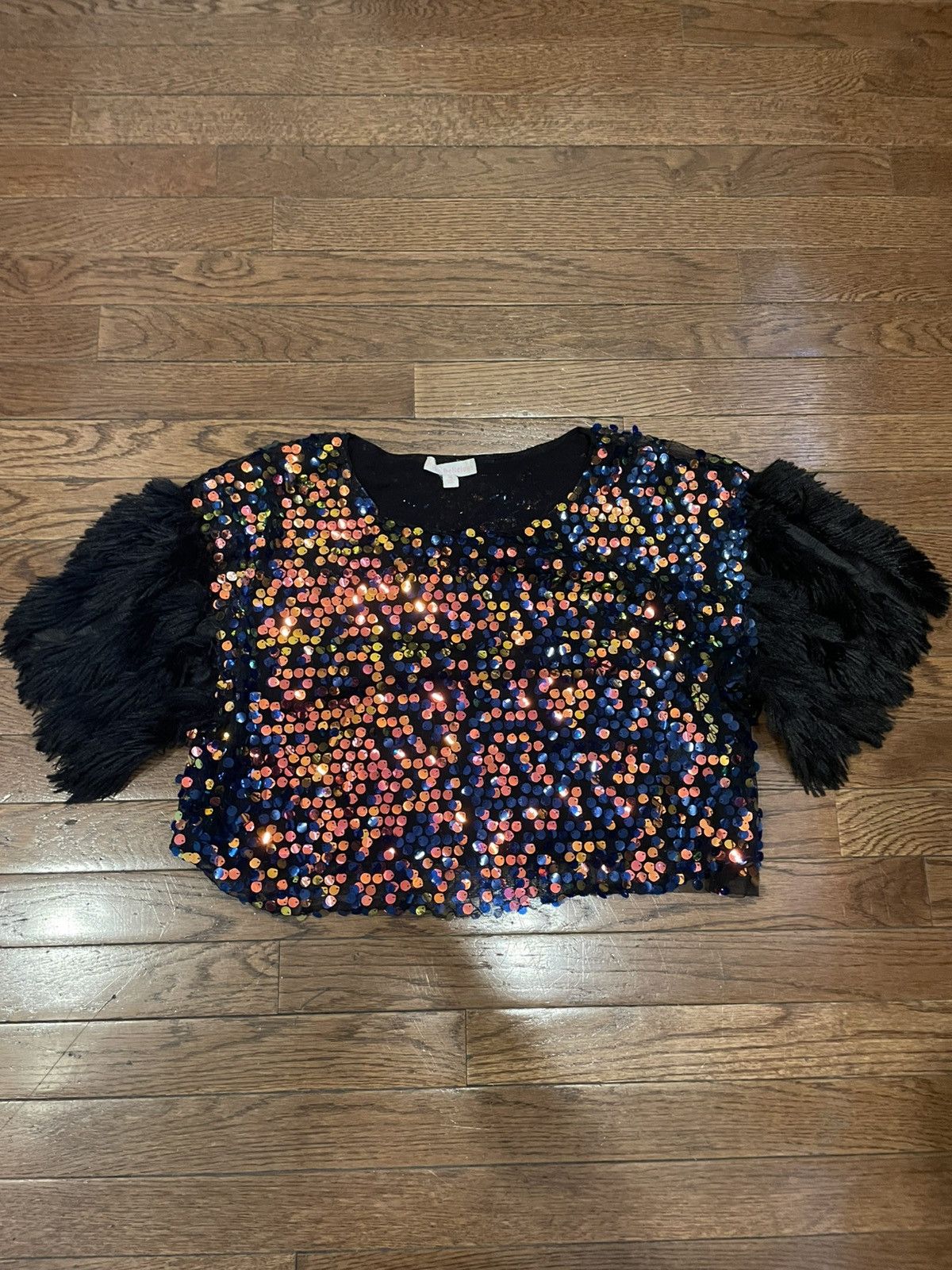Other Multi-coloured sequin crop top with faux feathered sleeves Size M / US 6-8 / IT 42-44 - 1 Thumbnail