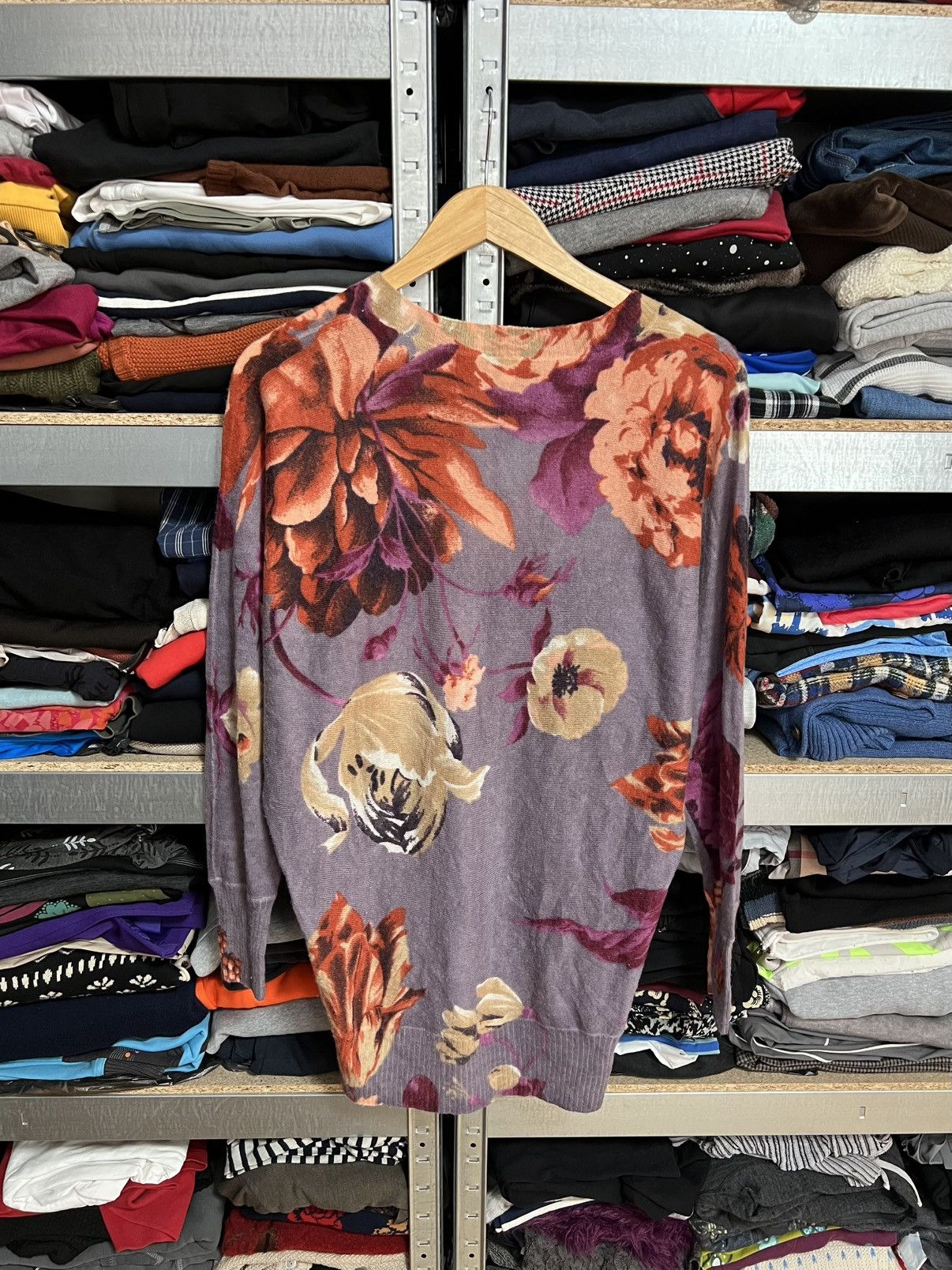 Kenzo Vintage Kenzo Knit V Neck Floral Sweater Long Sleeve Tunic Size S / US 4 / IT 40 - 3 Thumbnail