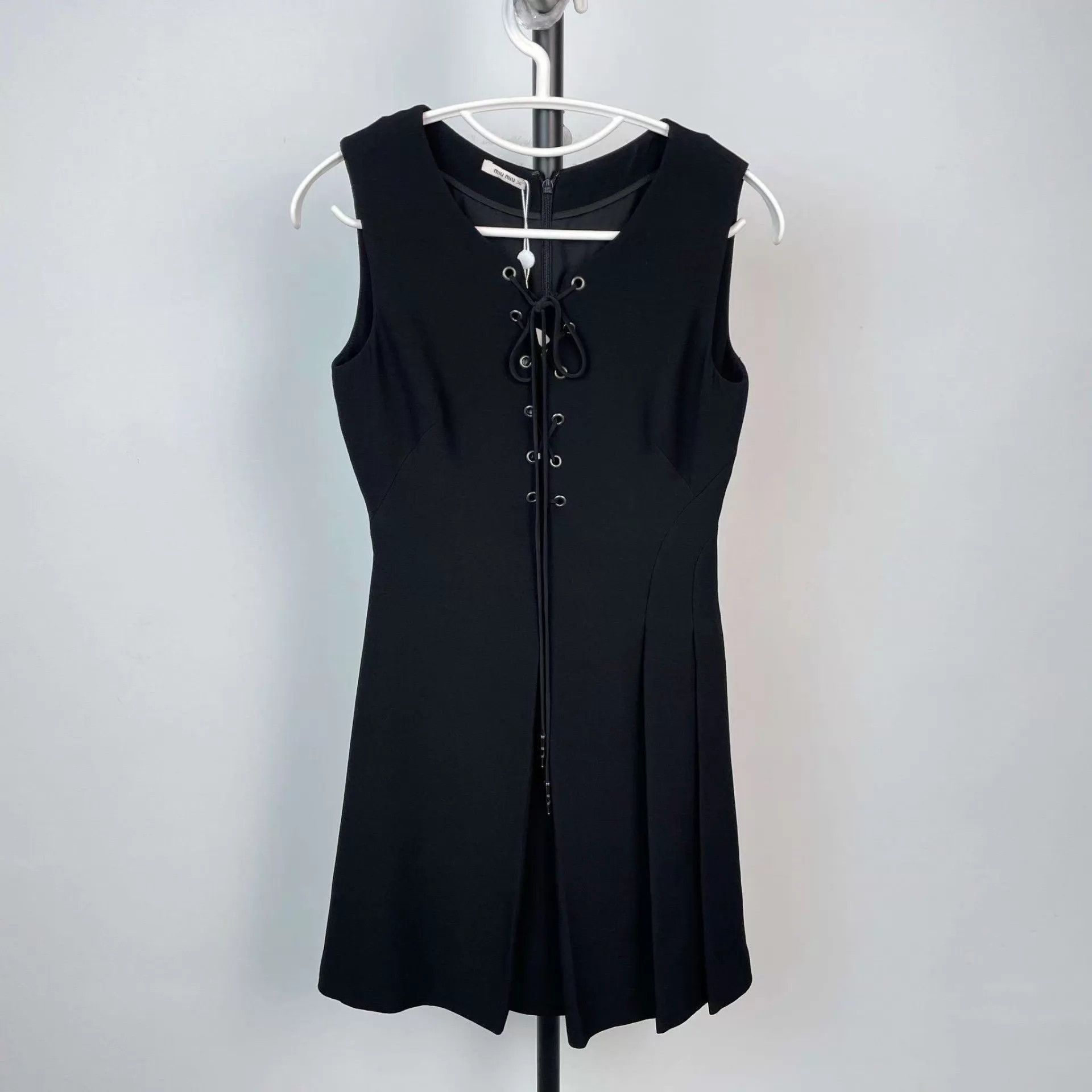 Miu Miu MIU MIU 95 New Cotton Tie Black Dress 36 Size XS / US 0-2 / IT 36-38 - 1 Thumbnail
