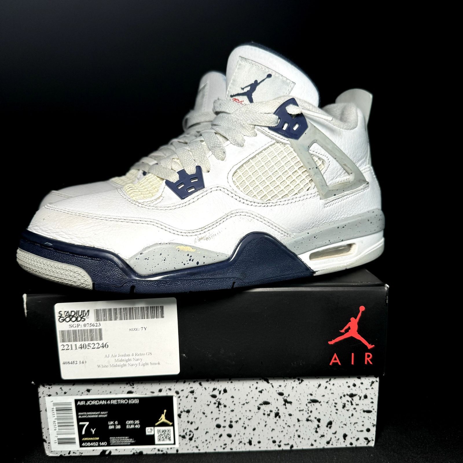 Jordan Brand × Nike Size 7 - Nike Air Jordan 4 Retro GS Midnight Navy 2022 Shoes Size US 7 / EU 40 - 8 Thumbnail