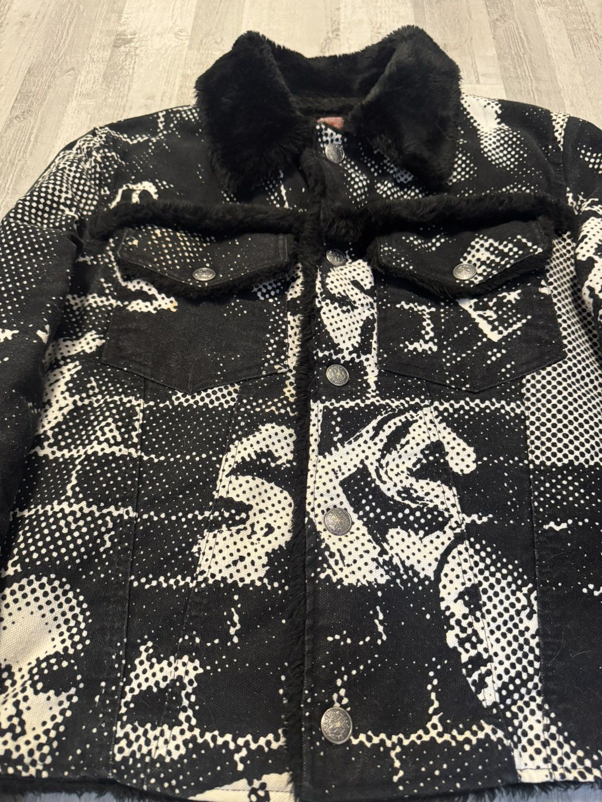 Jean Paul Gaultier Gaultier Jeans AW1997 „Fight Racism“ Denim Fur bomber Size US L / EU 52-54 / 3 - 3 Thumbnail