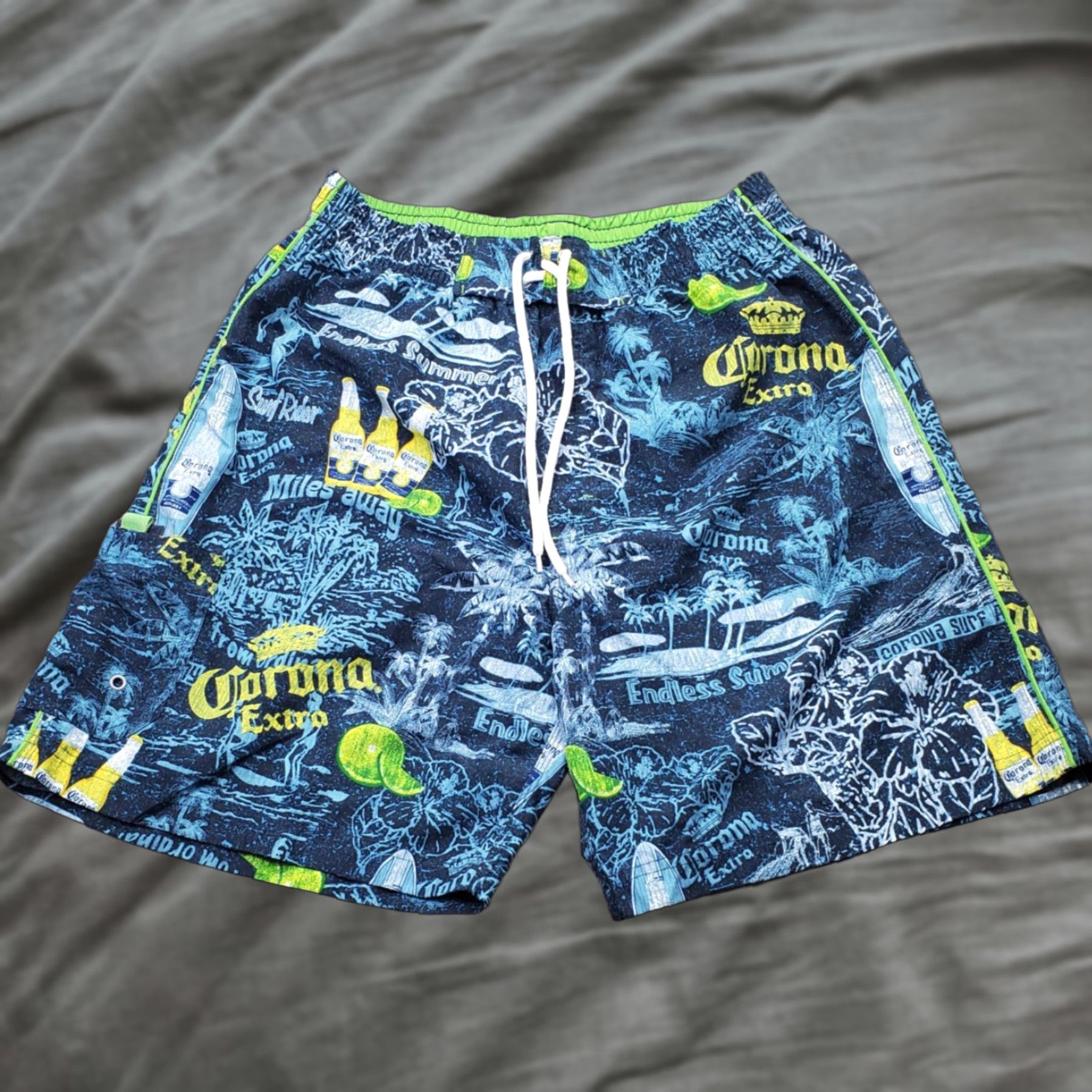 Swims Corona Extra Swim Shorts Mens 36 Graphic Print Multi Drawstring Lined Beach 100% Polyester Size US 36 / EU 52 - 1 Thumbnail