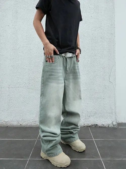 Jean Washed Denim Jeans stacked wide leg Size US 32 / EU 48 - 2 Thumbnail