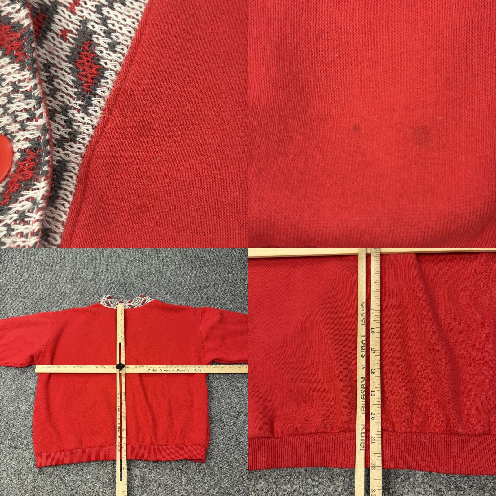 Vintage VINTAGE Red Cardigan Sweater Womens S Puff Sleeve Button Geometric Knit V-Neck Holiday Christmas Shirt? Size S / US 4 / IT 40 - 8 Thumbnail