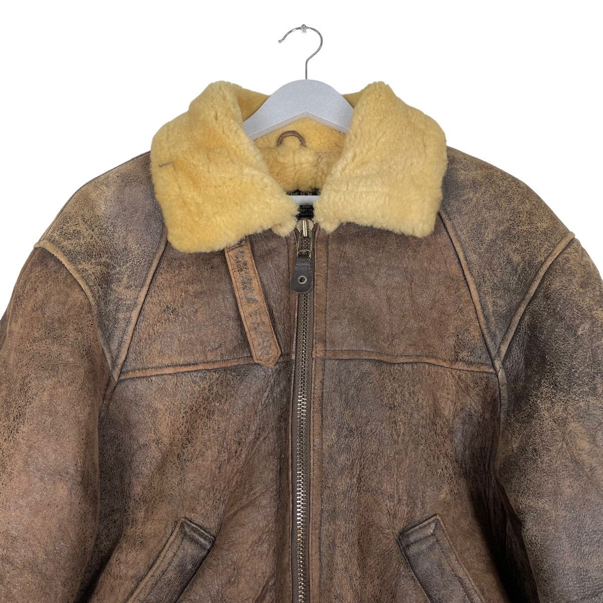 Leather × Vintage 💥VINTAGE FEDELESS MILITARY SHEARLING B3 SHEEPSKIN JACKET Size US M / EU 48-50 / 2 - 2 Thumbnail