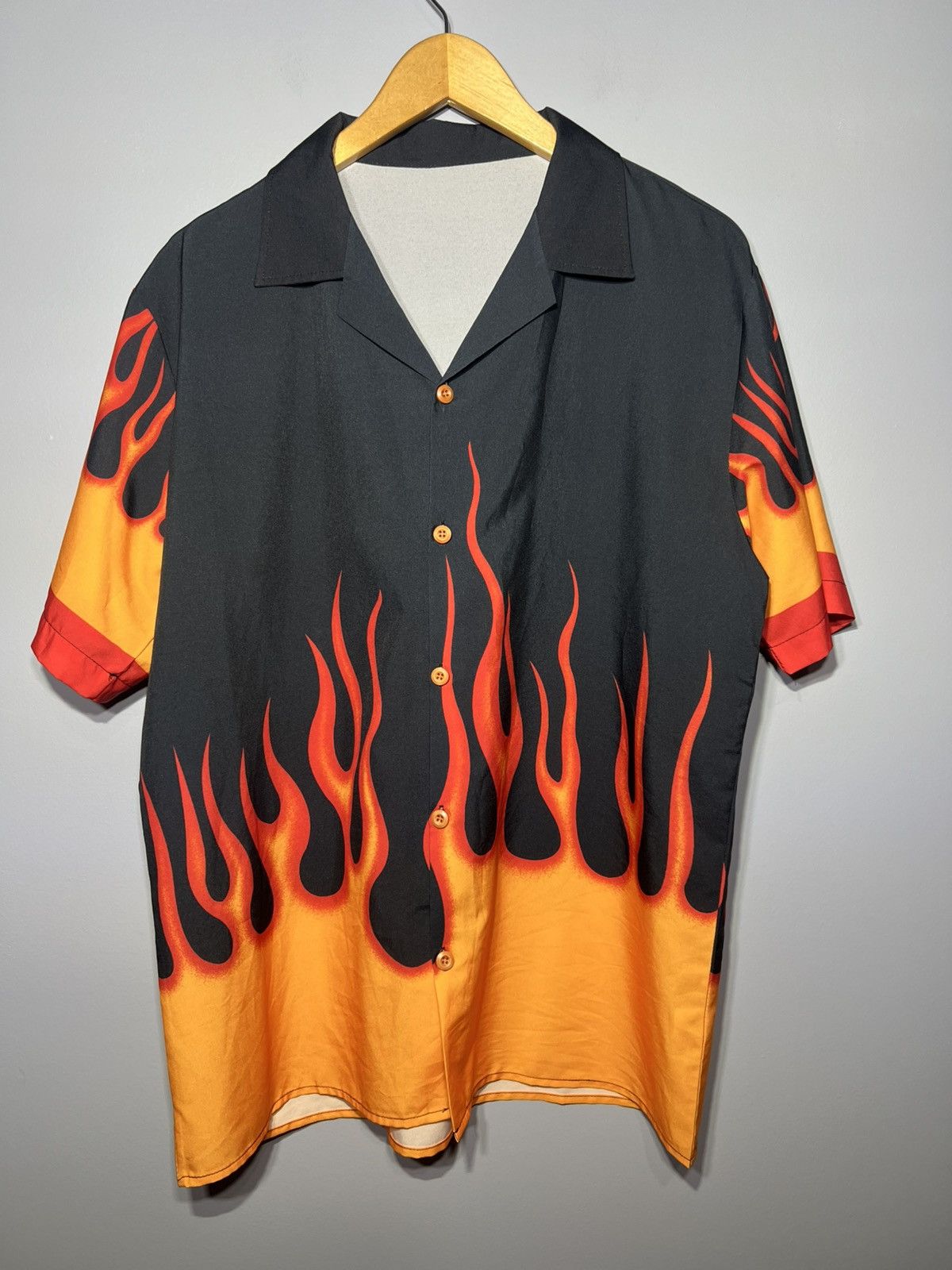 Other VTG Y2K Flame Shirt Mens M Fire Print Rockabilly Hawaiian Size US M / EU 48-50 / 2 - 2 Thumbnail