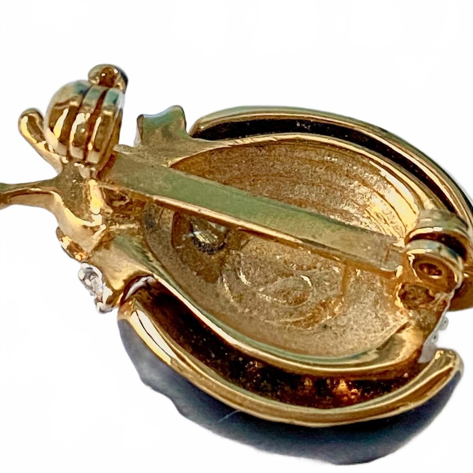 St. John Vintage St. John Gold Black Enamel Rhinestone Ladybug Brooch Size ONE SIZE - 4 Thumbnail