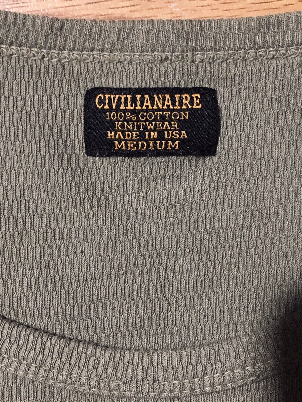 Civilianaire Civilianaire Knitwear Mens M Thermal Shirt Waffle Knit Green Size US M / EU 48-50 / 2 - 3 Thumbnail