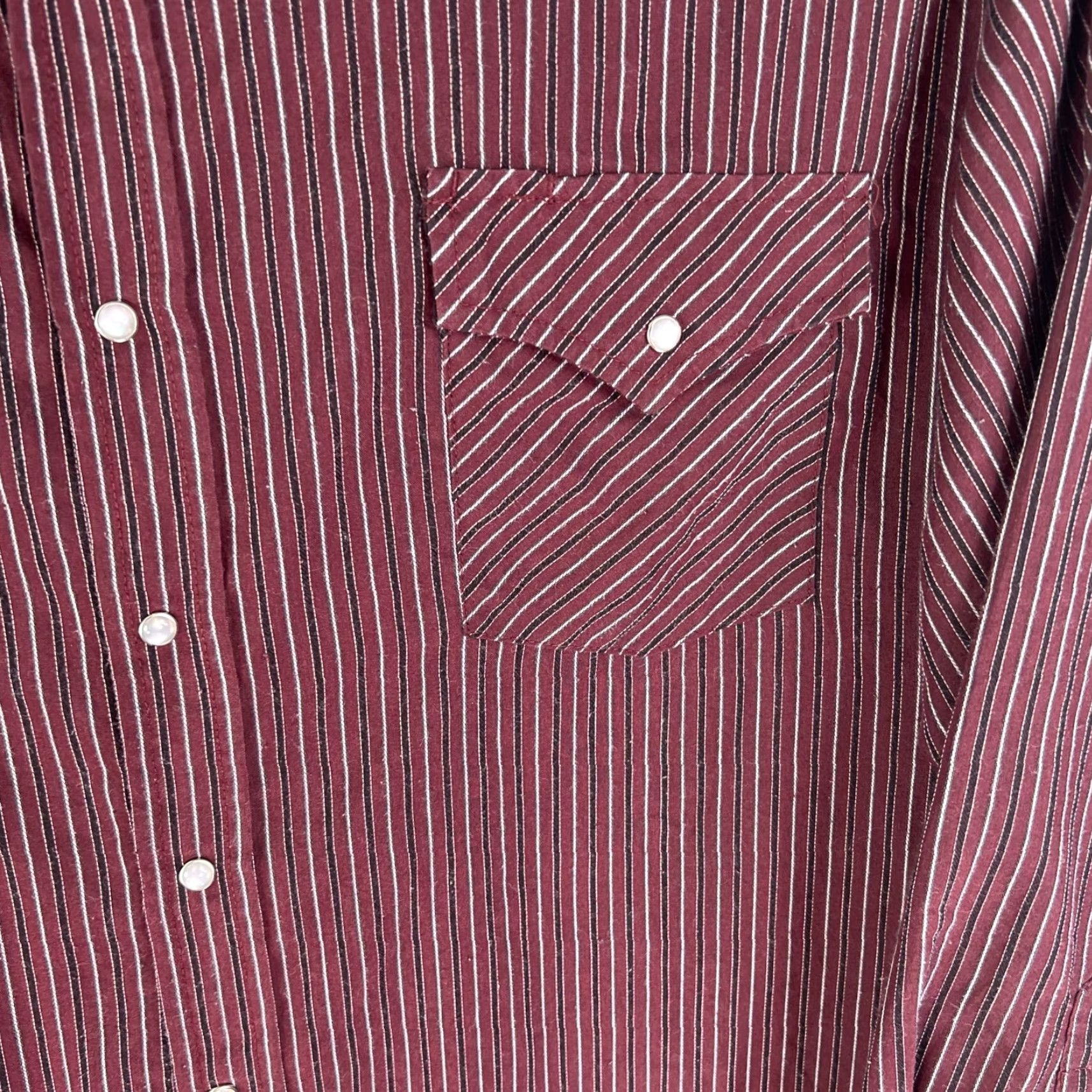 Vintage Plains Western Wear Shirt Mens XL Maroon Striped Button-Up Size US XL / EU 56 / 4 - 3 Thumbnail