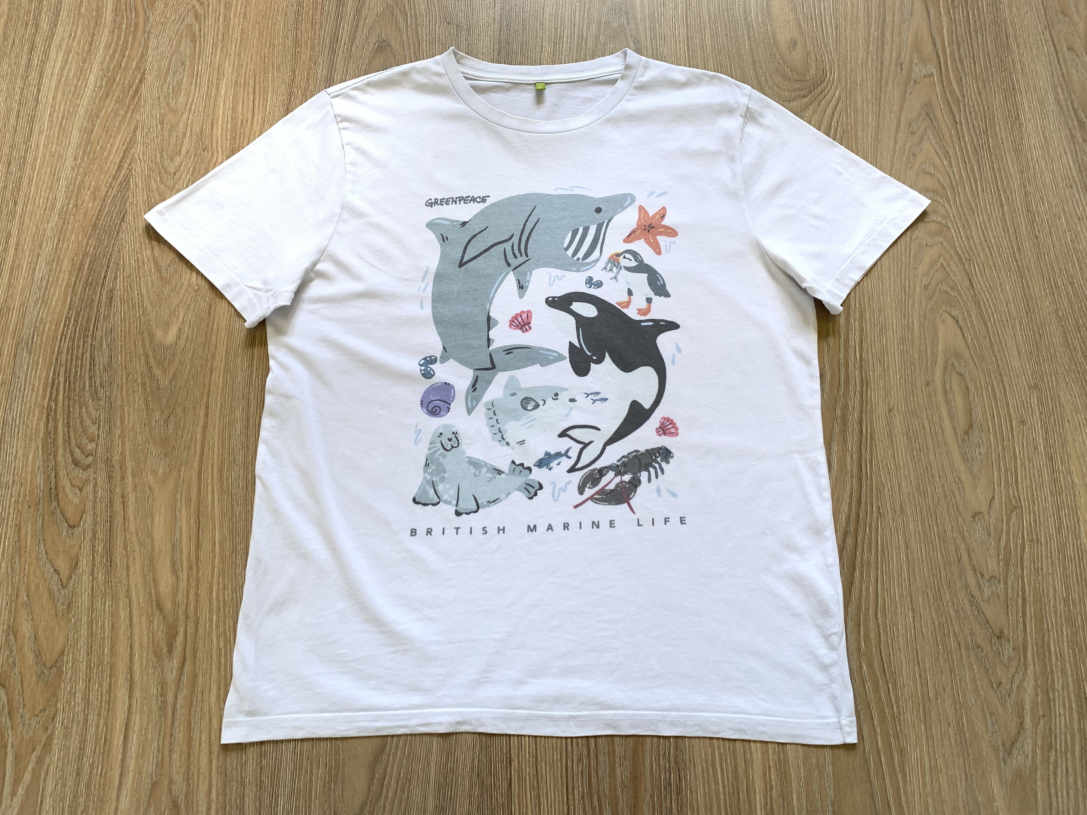 Other Greenpeace White Cotton Printed T Shirt Size US L / EU 52-54 / 3 - 2 Thumbnail