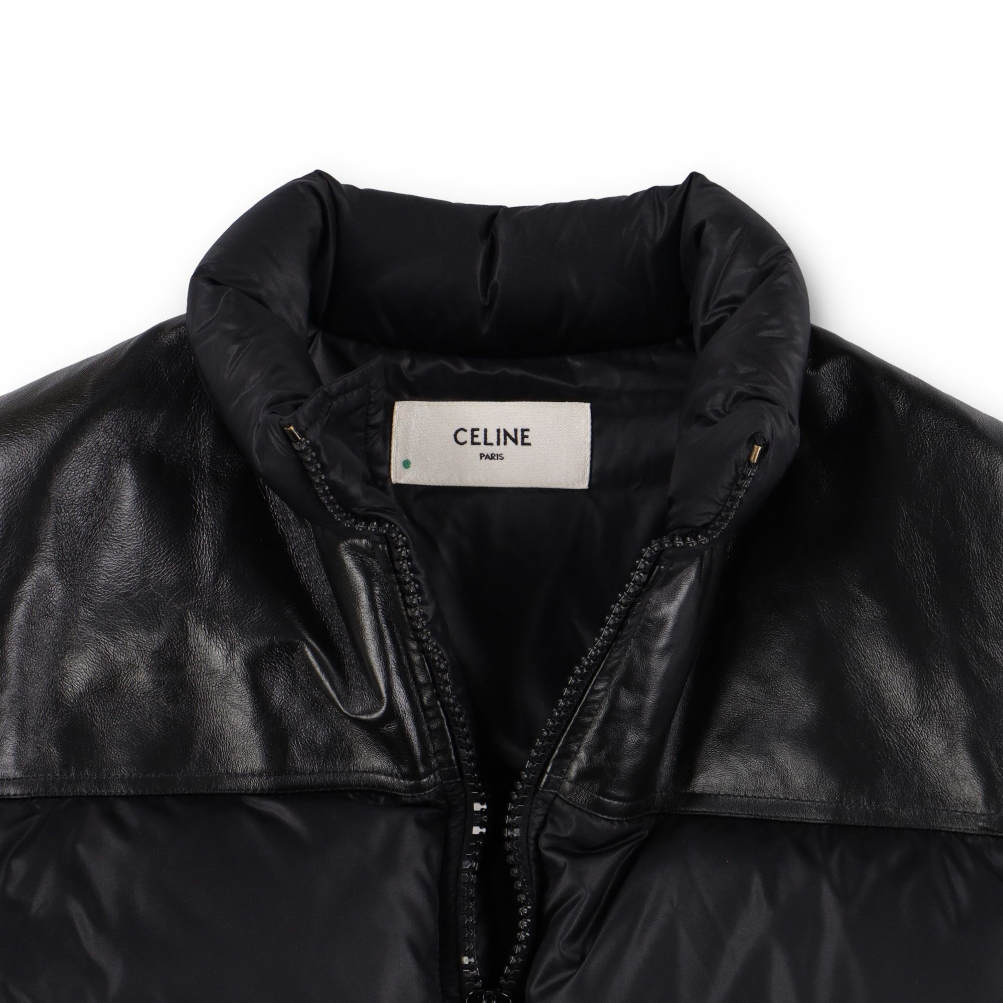 Celine Black Leather Panel Puffer Jacket with Removable Sleeves Size US S / EU 44-46 / 1 - 5 Thumbnail
