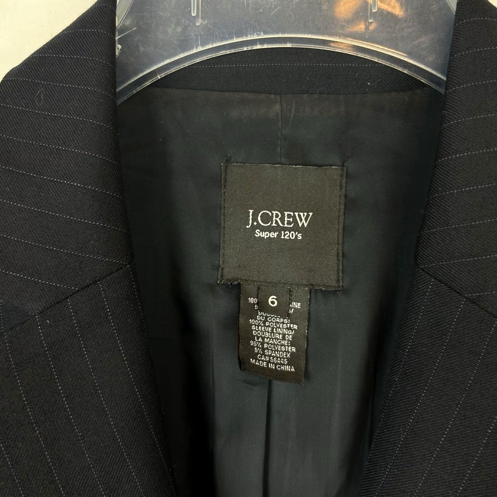 J.Crew J.CREW Blazer Womens 6 Single-Breasted Wool Pinstripe Notch Lapel Dark Blue Regular Set Jacket Office Preppy Clothes Size M / US 6-8 / IT 42-44 - 4 Thumbnail