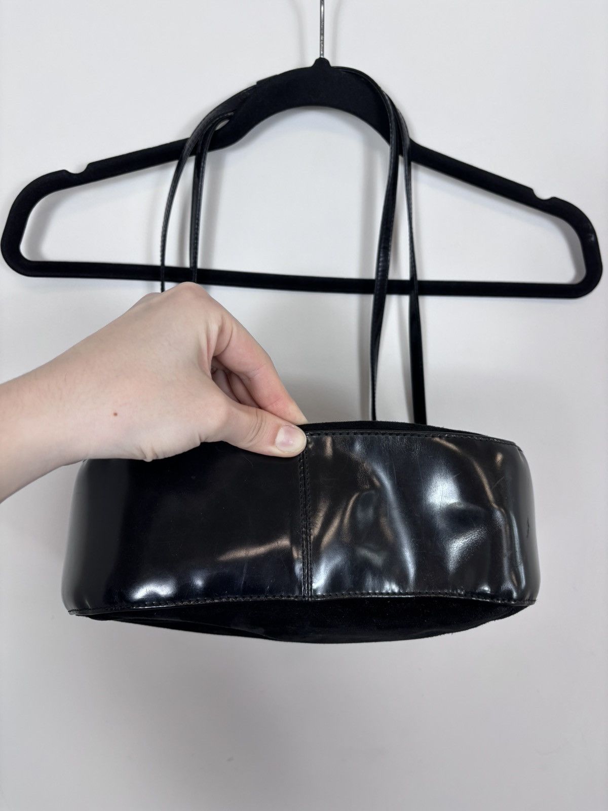 Bally Bally Black Suede Patent Leather Shoulder Bag Size ONE SIZE - 9 Thumbnail