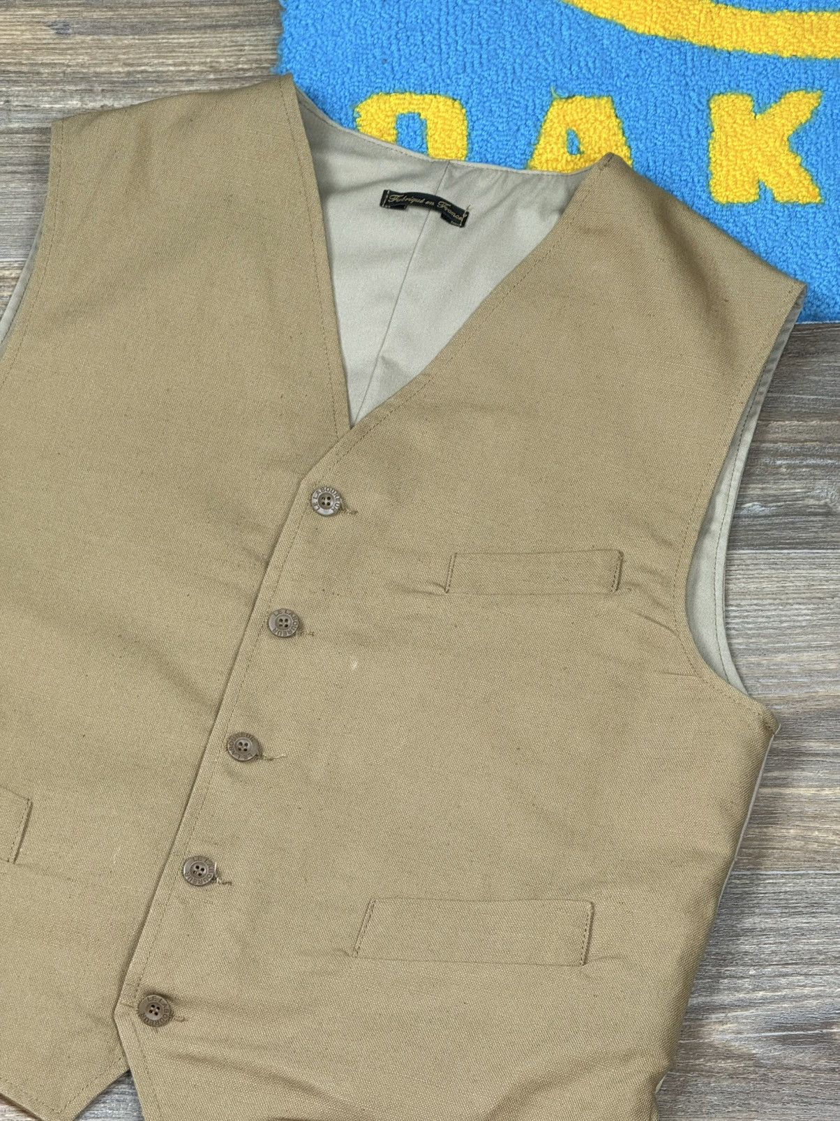 Le Laboureur × Vintage Vintage Le Laboureur Cotton Linen Button Up Work Belted Vest Size US L / EU 52-54 / 3 - 4 Thumbnail