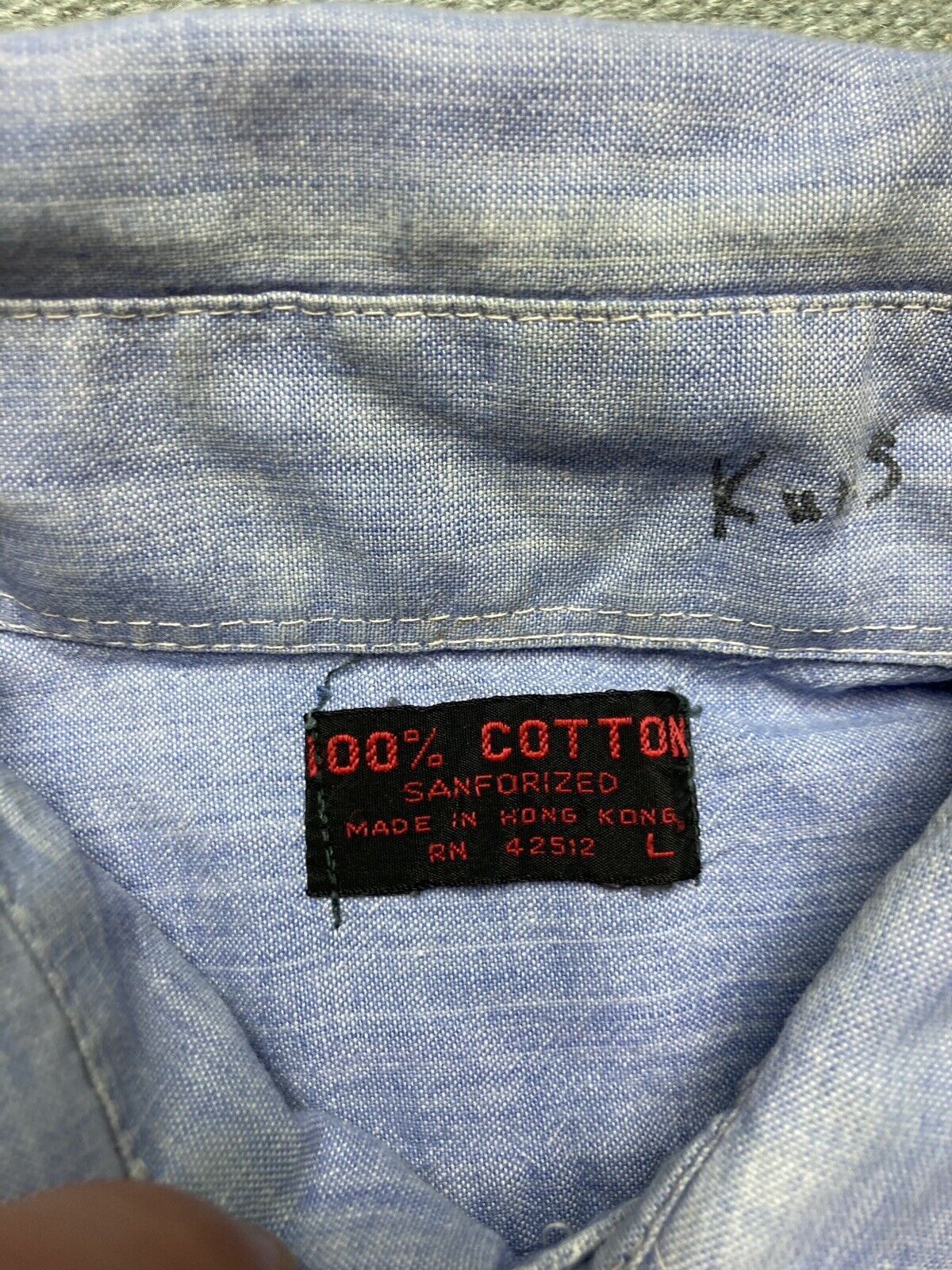 Vintage VTG 60s 70s chambray shirt sanforized cotton distressed L Size US L / EU 52-54 / 3 - 9 Thumbnail