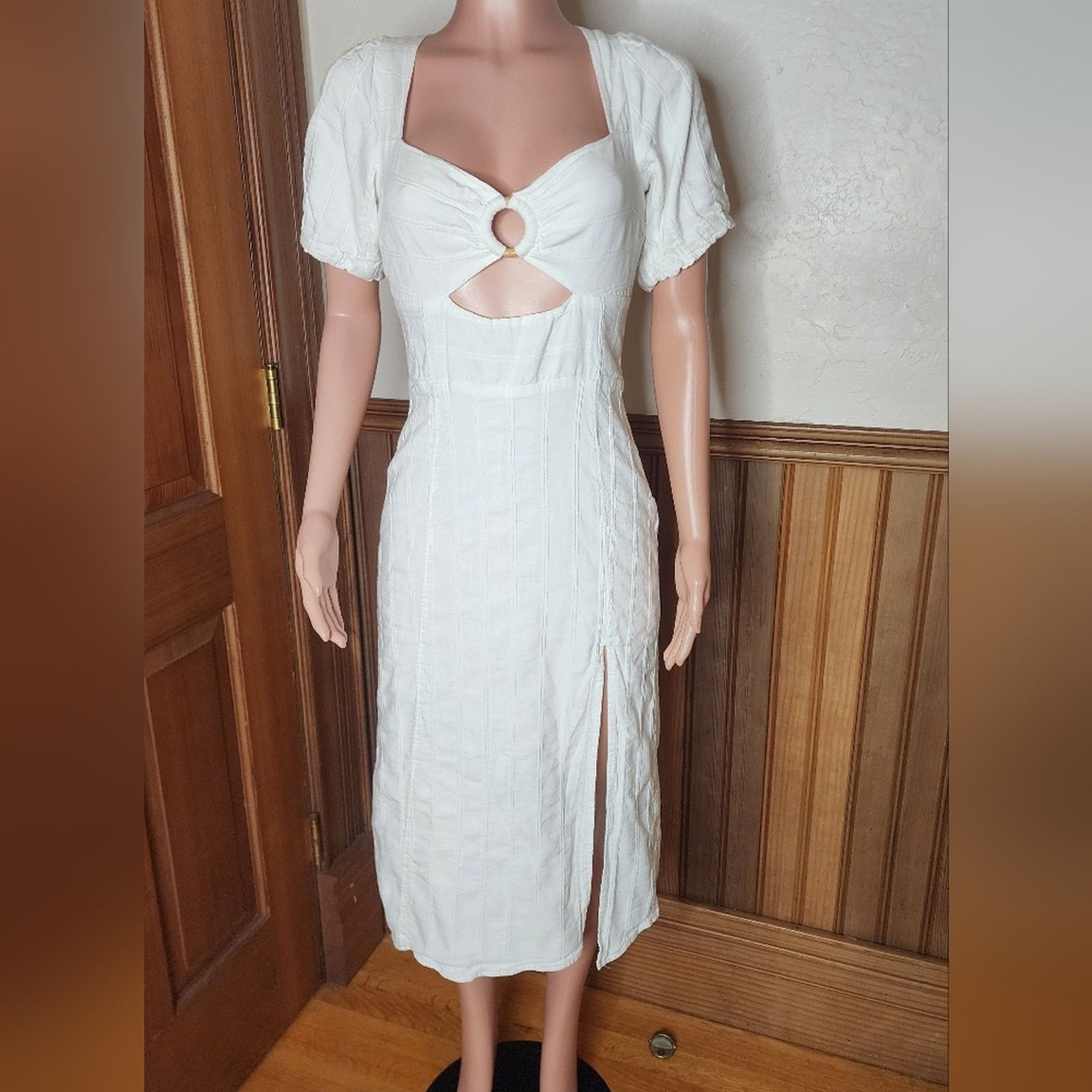 Other L*Space Sienna White Puff Sleeve Midi Dress Size Large Size L / US 10 / IT 46 - 6 Thumbnail