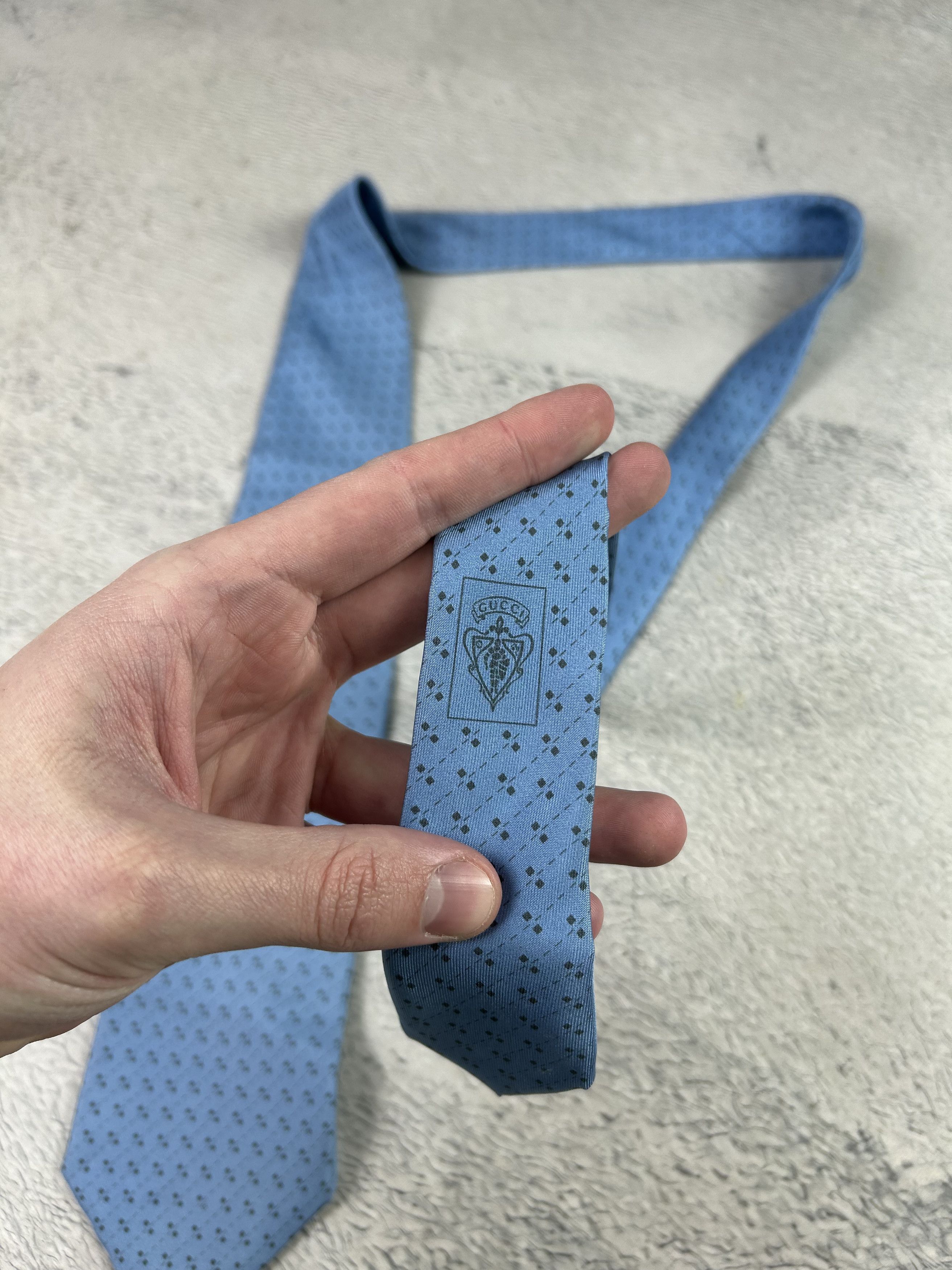 Gucci Gucci Silk Tie Blue Classic Made In Italy Size ONE SIZE - 3 Thumbnail
